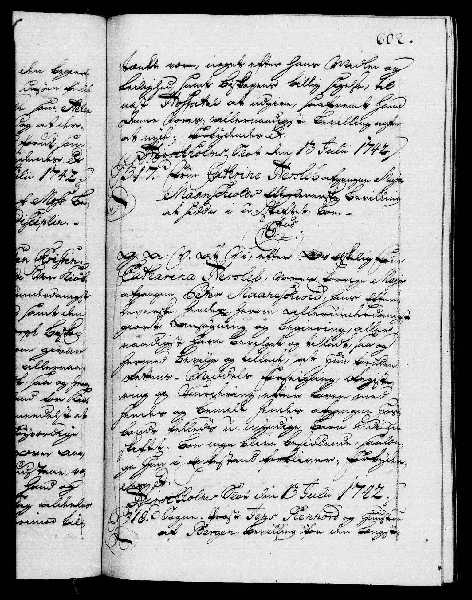 Danske Kanselli 1572-1799, AV/RA-EA-3023/F/Fc/Fca/Fcaa/L0032: Norske registre, 1741-1742, p. 602a