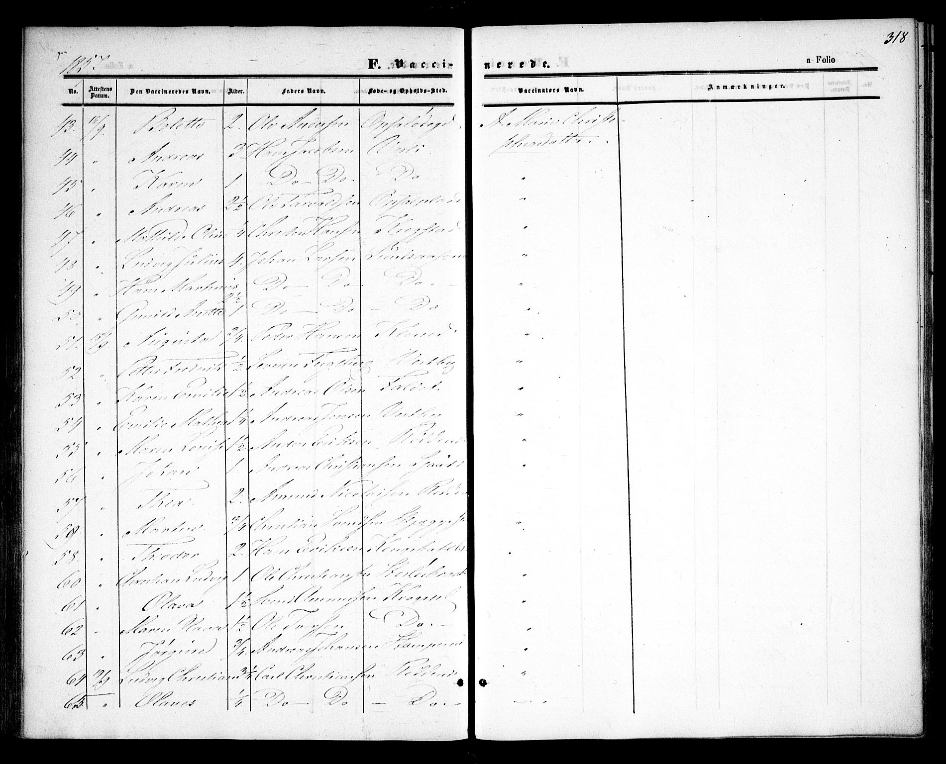 Rødenes prestekontor Kirkebøker, SAO/A-2005/F/Fa/L0006: Parish register (official) no. I 6, 1850-1859, p. 318