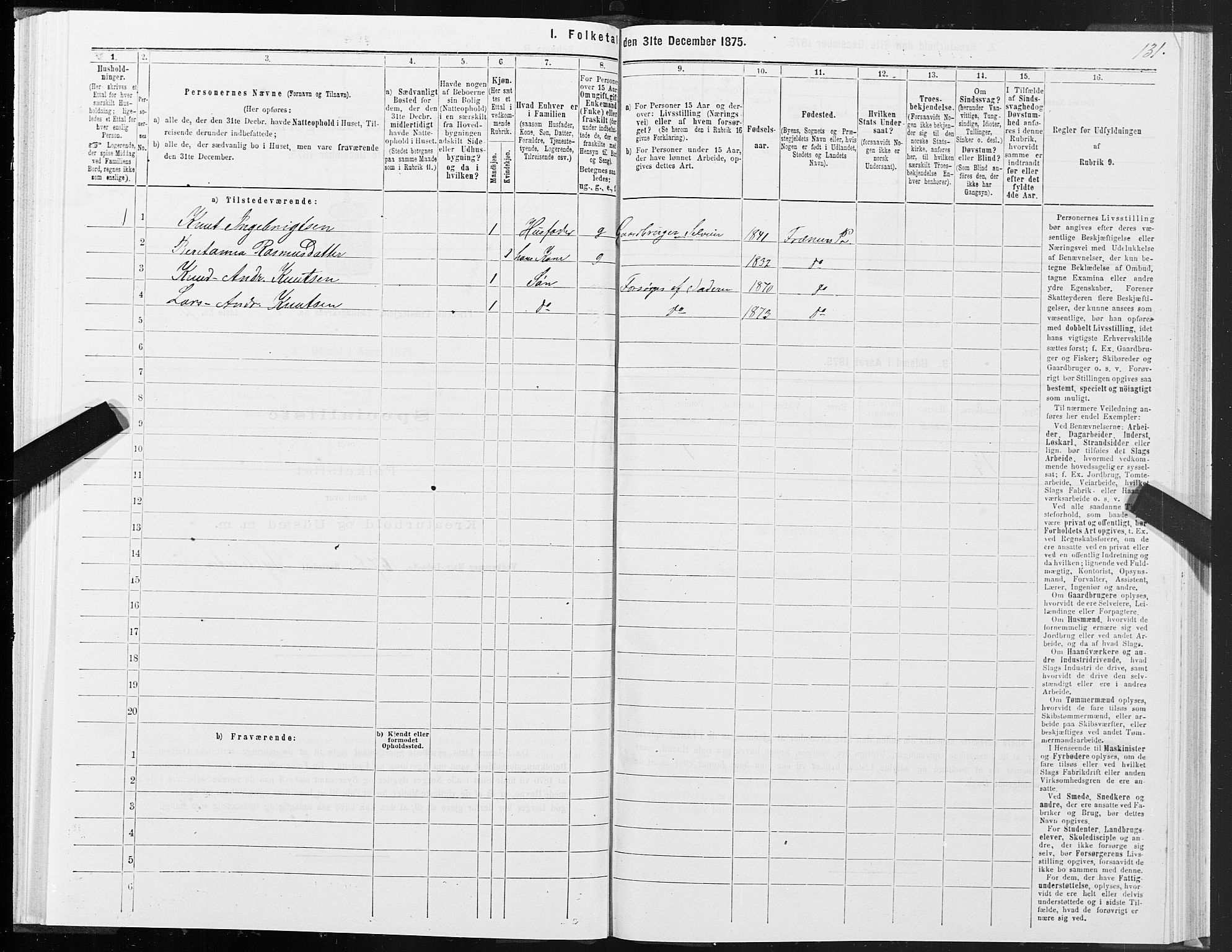 SAT, 1875 census for 1548P Fræna, 1875, p. 2131