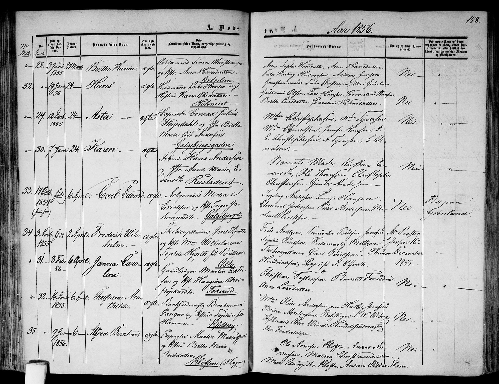 Gamlebyen prestekontor Kirkebøker, AV/SAO-A-10884/F/Fa/L0004: Parish register (official) no. 4, 1850-1857, p. 148