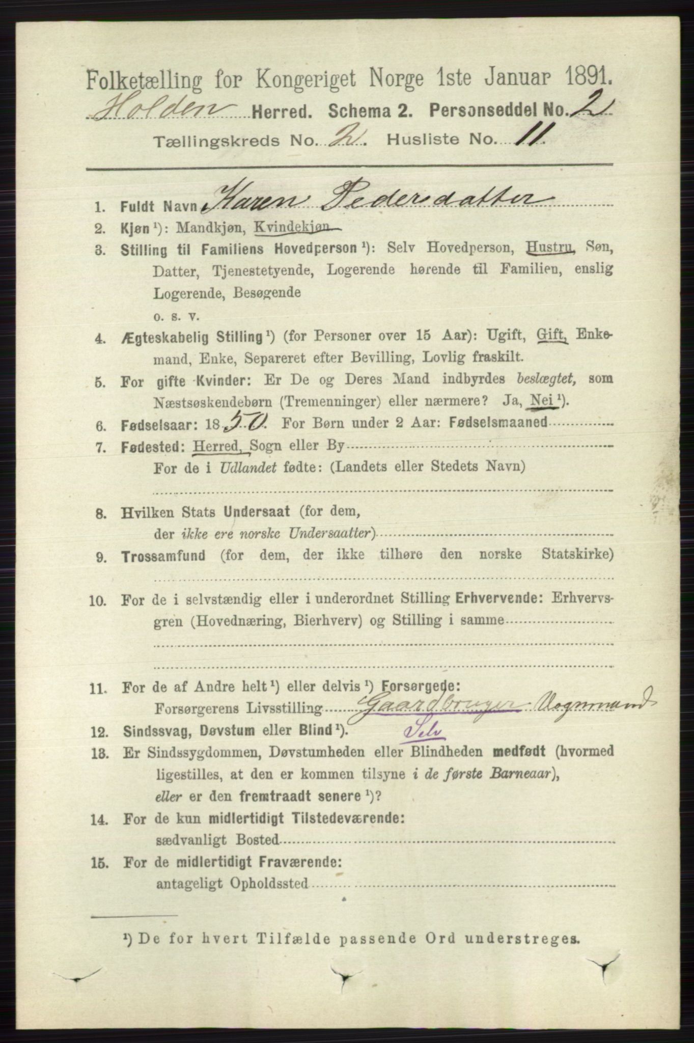 RA, 1891 census for 0819 Holla, 1891, p. 767