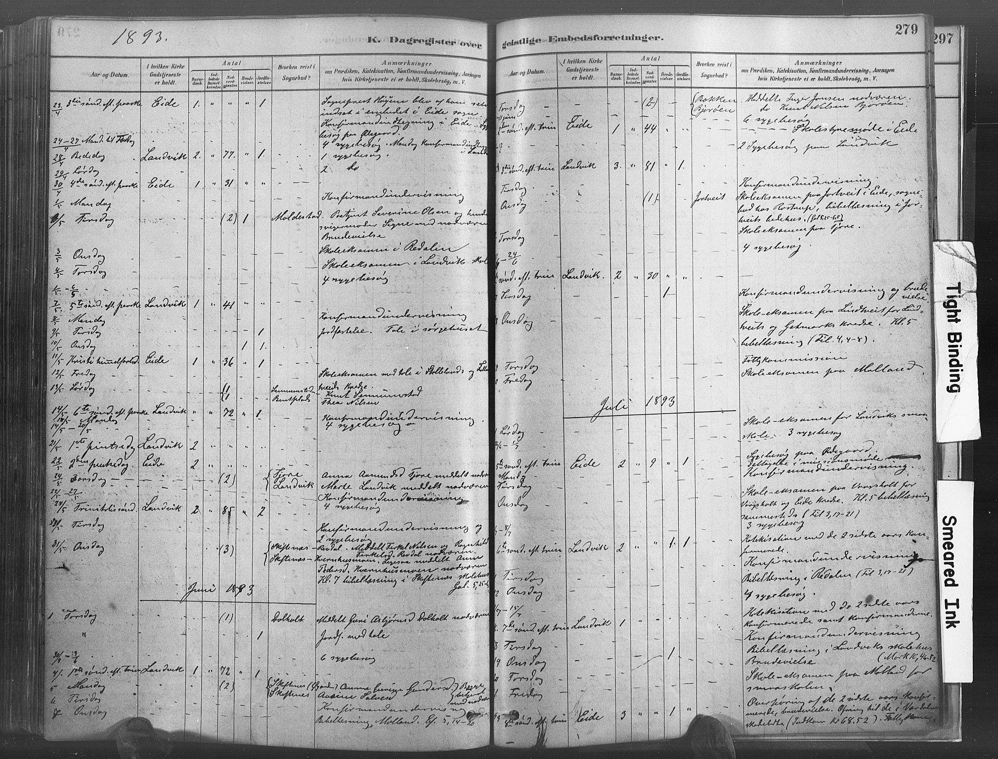 Hommedal sokneprestkontor, AV/SAK-1111-0023/F/Fa/Fab/L0006: Parish register (official) no. A 6, 1878-1897, p. 279