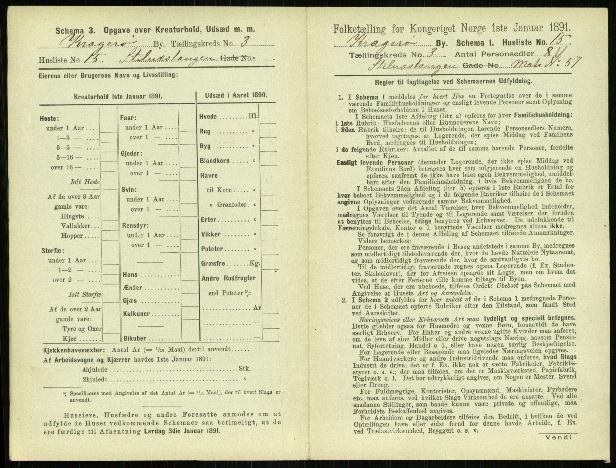 RA, 1891 census for 0801 Kragerø, 1891, p. 364