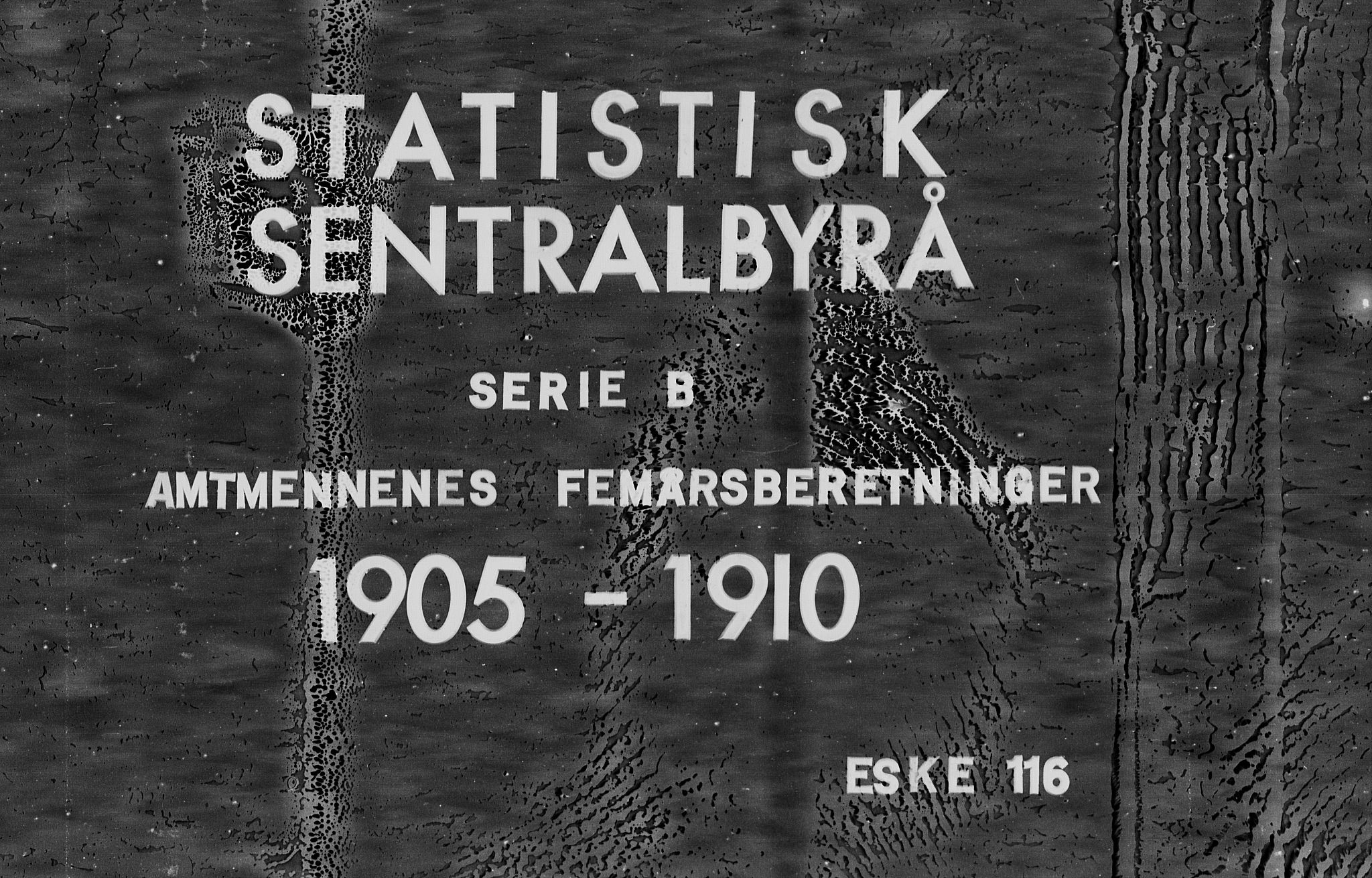 Statistisk sentralbyrå, Næringsøkonomiske emner, Generelt - Amtmennenes femårsberetninger, AV/RA-S-2233/F/Fa/L0116: --, 1906-1915, p. 1