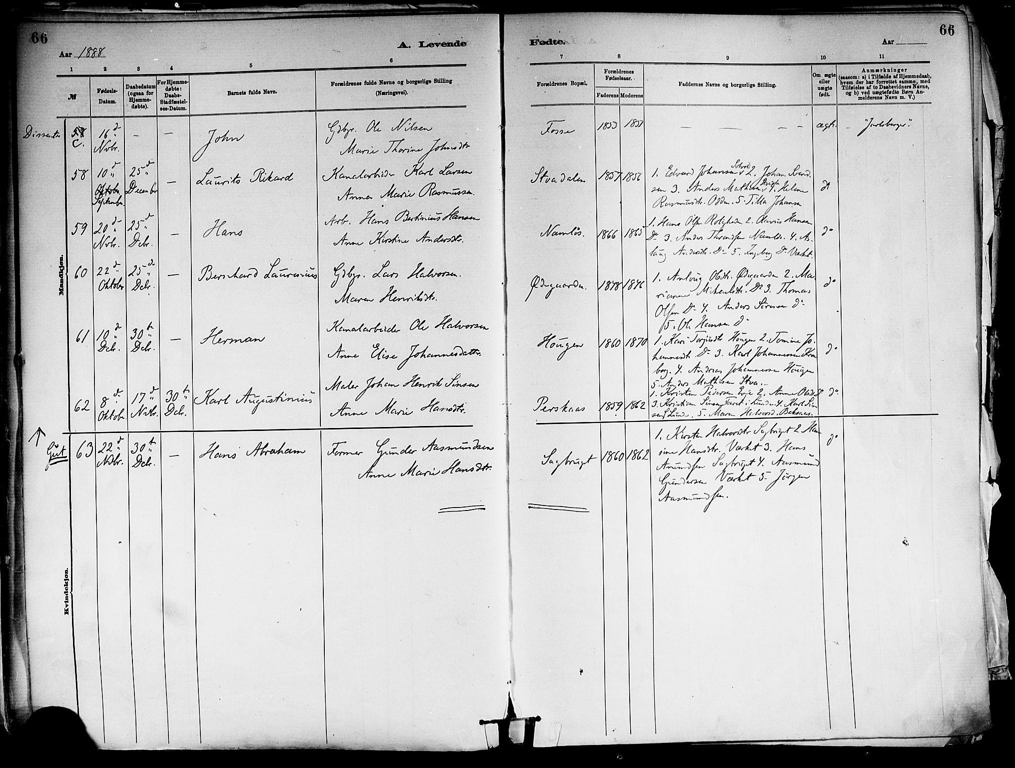Holla kirkebøker, SAKO/A-272/F/Fa/L0008: Parish register (official) no. 8, 1882-1897, p. 66
