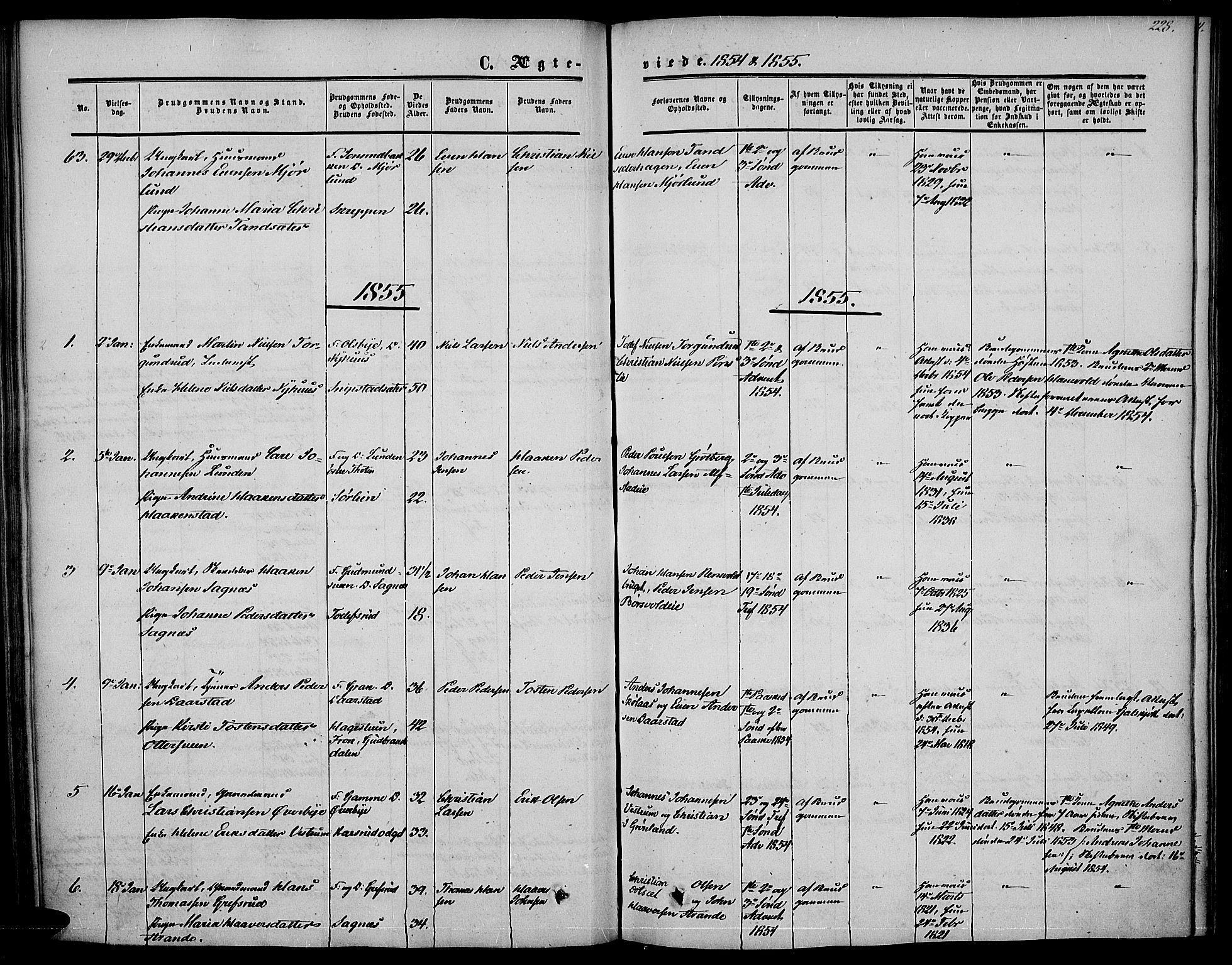 Vestre Toten prestekontor, SAH/PREST-108/H/Ha/Haa/L0005: Parish register (official) no. 5, 1850-1855, p. 228