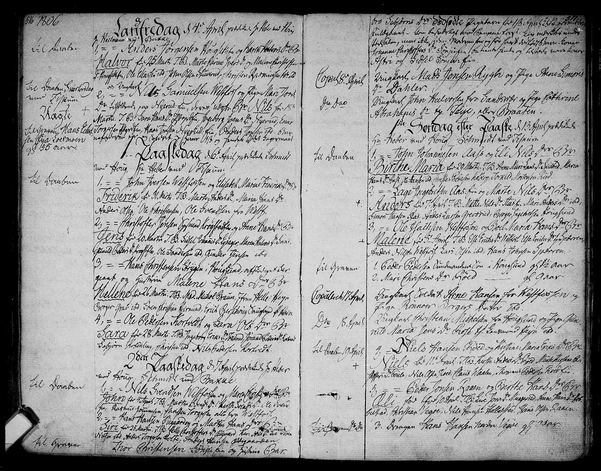 Eiker kirkebøker, AV/SAKO-A-4/F/Fa/L0009: Parish register (official) no. I 9, 1789-1806, p. 516-517