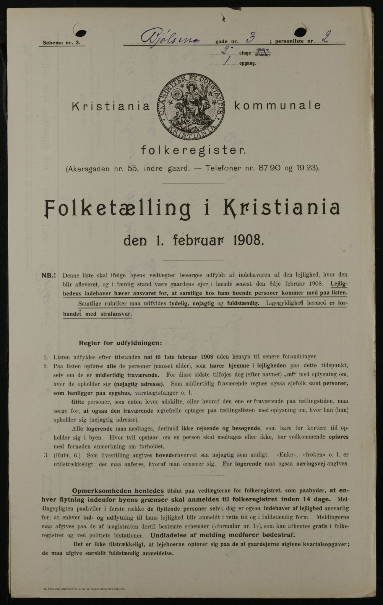 OBA, Municipal Census 1908 for Kristiania, 1908, p. 6319