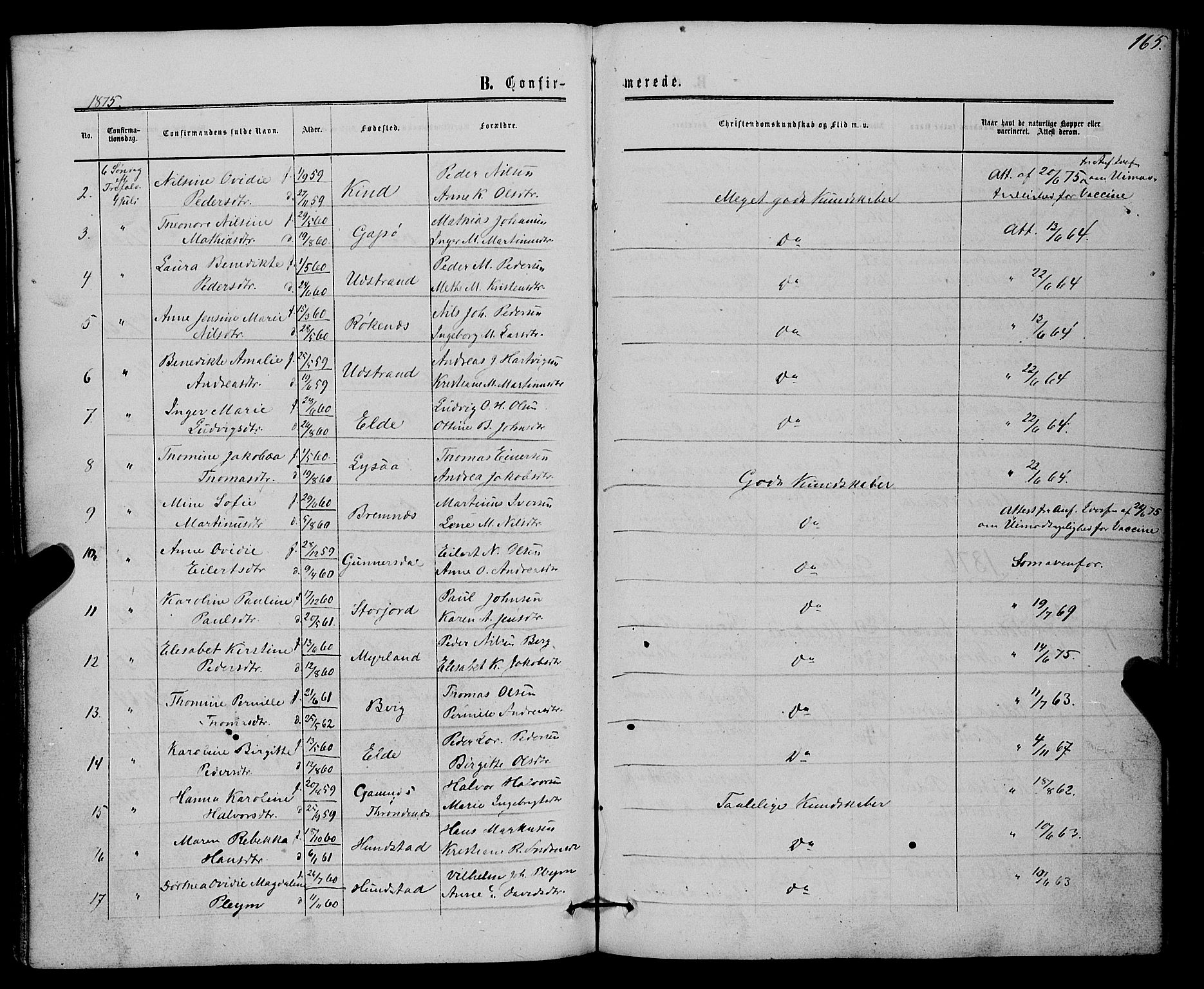 Kvæfjord sokneprestkontor, SATØ/S-1323/G/Ga/Gaa/L0004kirke: Parish register (official) no. 4, 1857-1877, p. 165