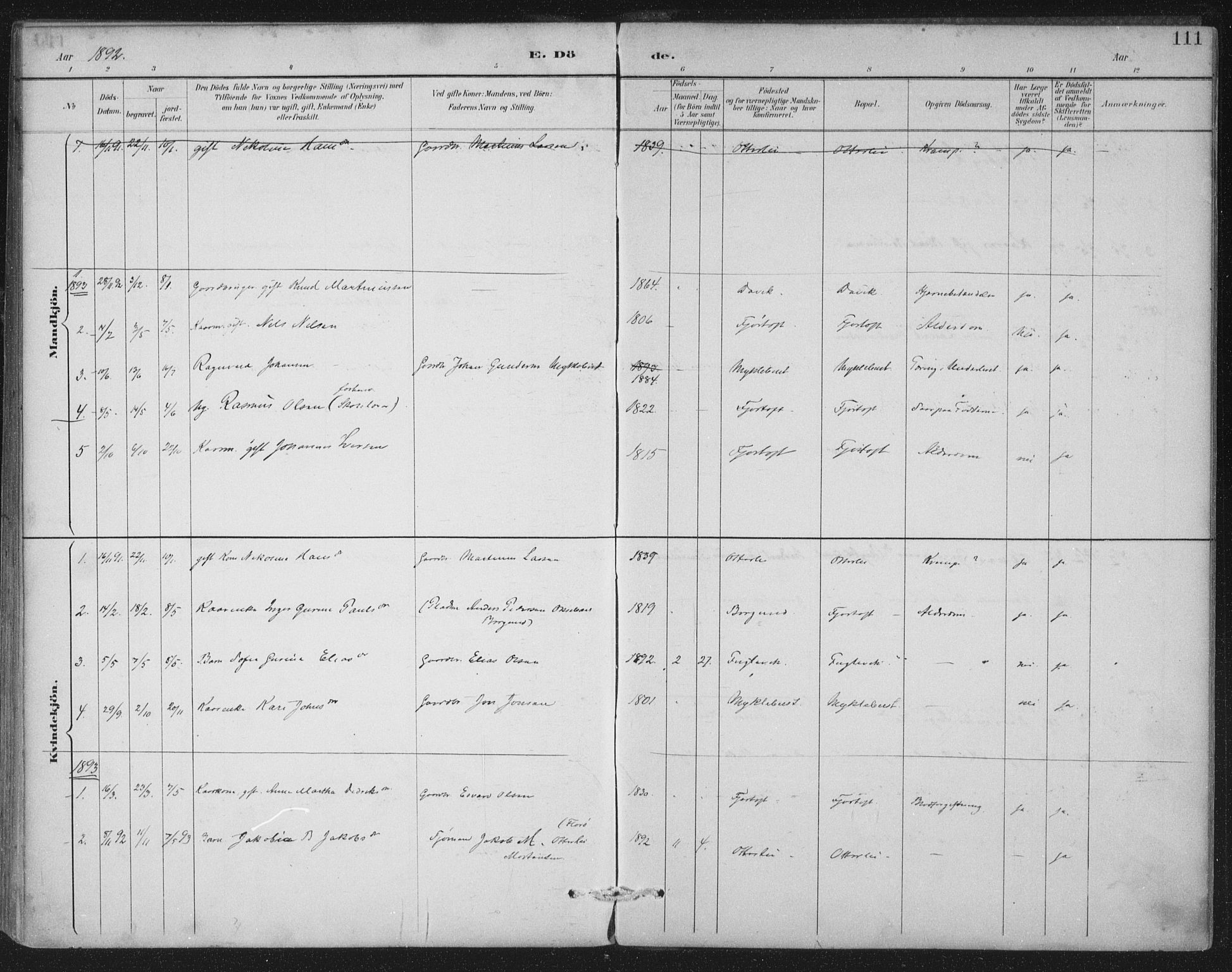 Ministerialprotokoller, klokkerbøker og fødselsregistre - Møre og Romsdal, SAT/A-1454/538/L0522: Parish register (official) no. 538A01, 1884-1913, p. 111