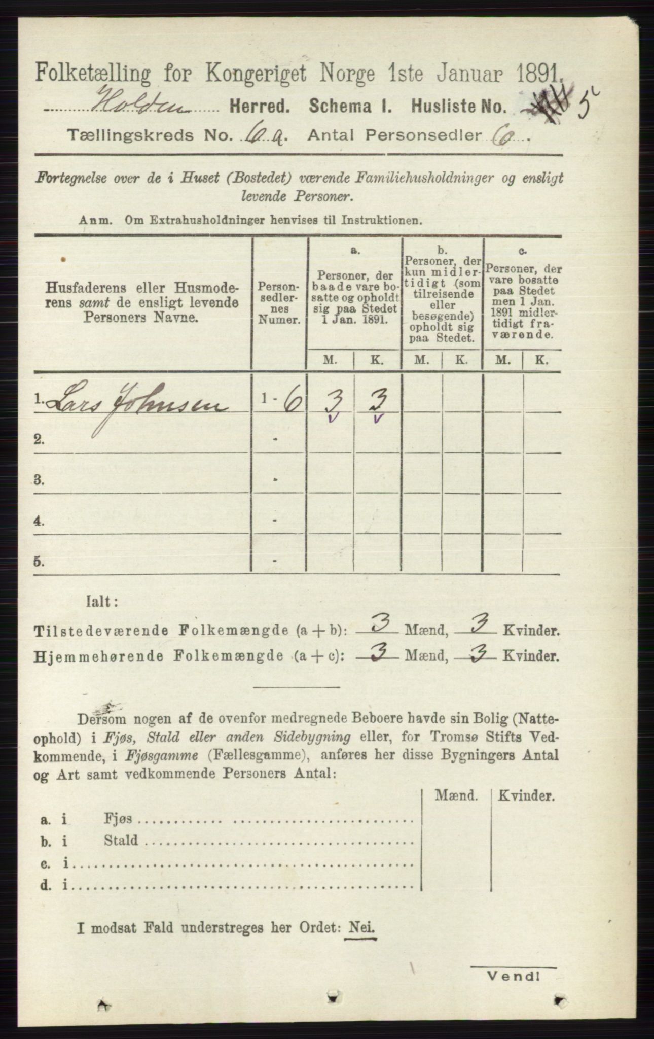 RA, 1891 census for 0819 Holla, 1891, p. 2816