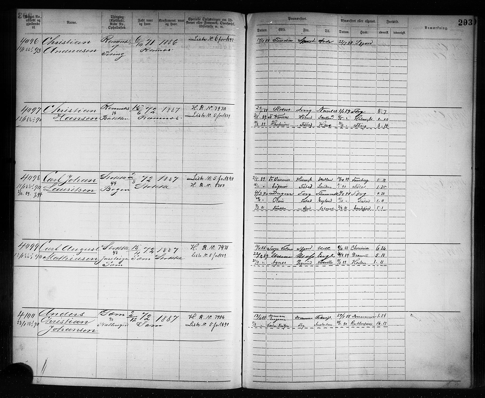 Tønsberg innrulleringskontor, AV/SAKO-A-786/F/Fb/L0007: Annotasjonsrulle Patent nr. 2636-5150, 1881-1892, p. 294