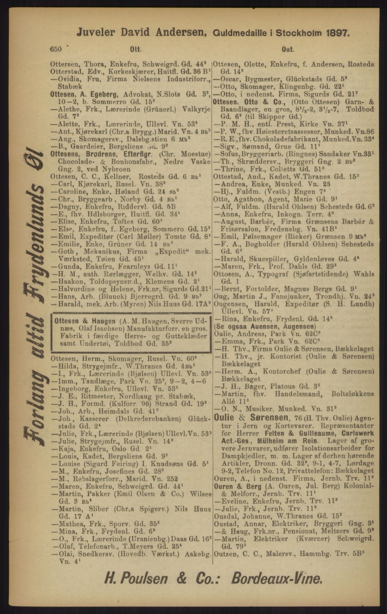 Kristiania/Oslo adressebok, PUBL/-, 1902, p. 650