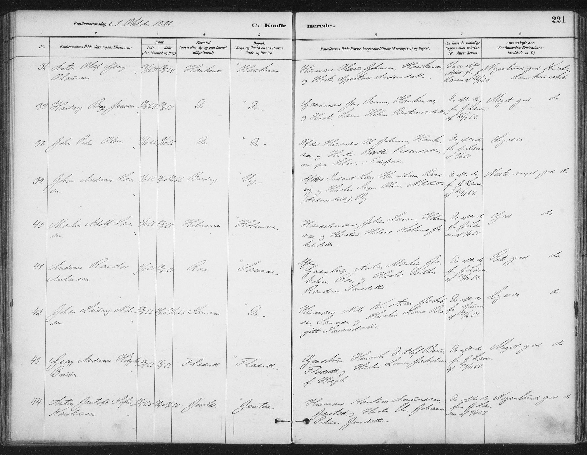 Ministerialprotokoller, klokkerbøker og fødselsregistre - Nordland, AV/SAT-A-1459/888/L1244: Parish register (official) no. 888A10, 1880-1890, p. 221