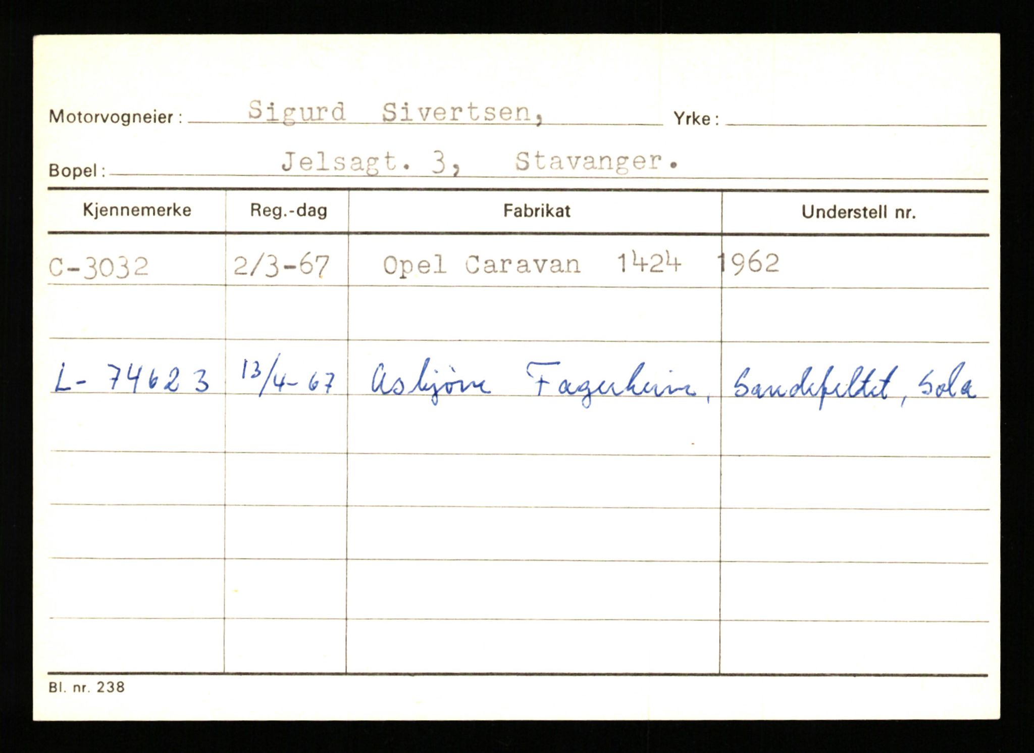 Stavanger trafikkstasjon, AV/SAST-A-101942/0/G/L0001: Registreringsnummer: 0 - 5782, 1930-1971, p. 1995