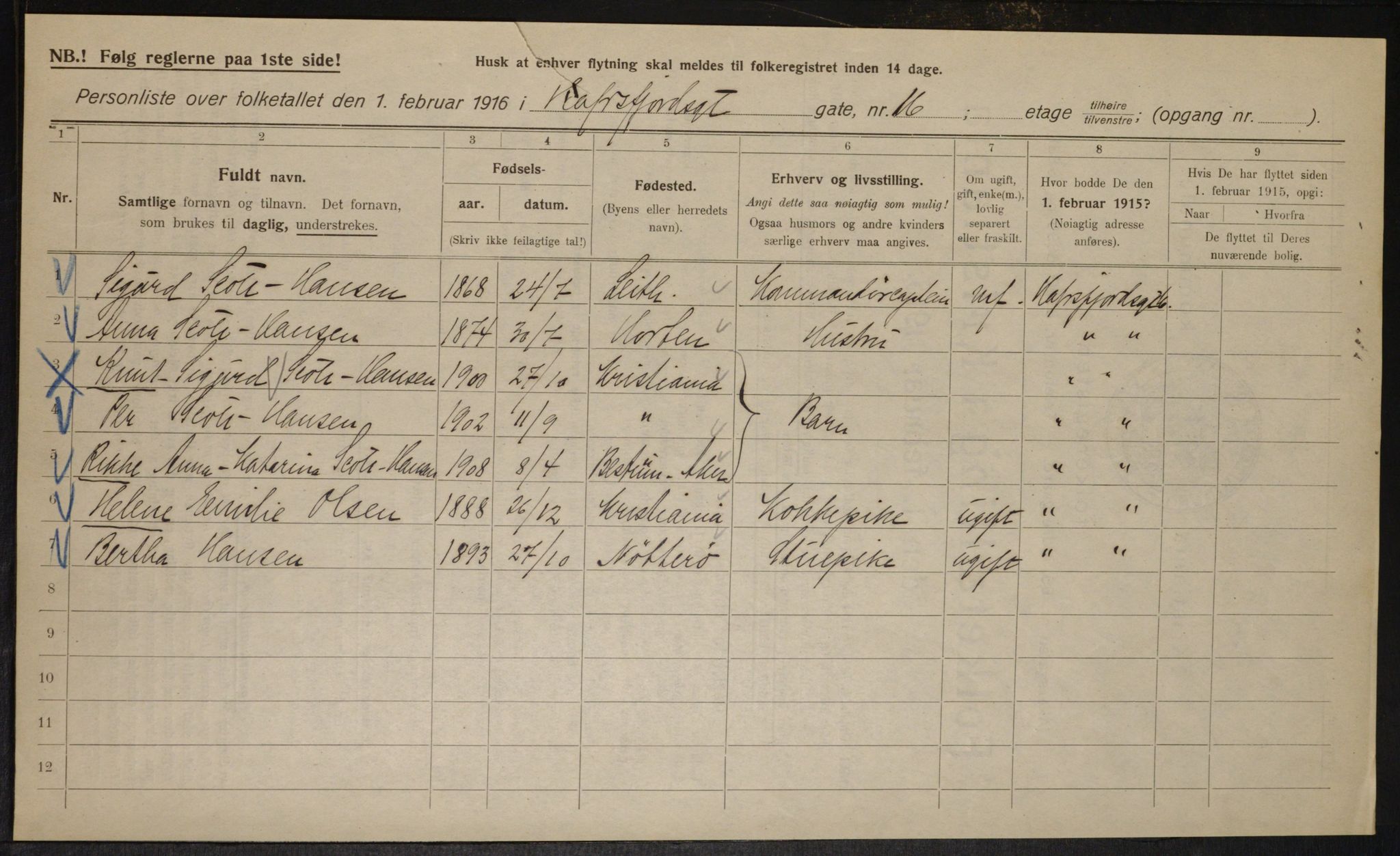 OBA, Municipal Census 1916 for Kristiania, 1916, p. 33880