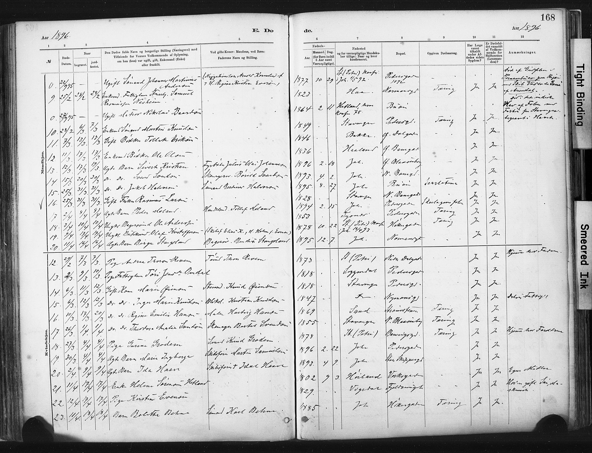 St. Johannes sokneprestkontor, AV/SAST-A-101814/001/30/30BA/L0003: Parish register (official) no. A 3, 1885-1910, p. 168