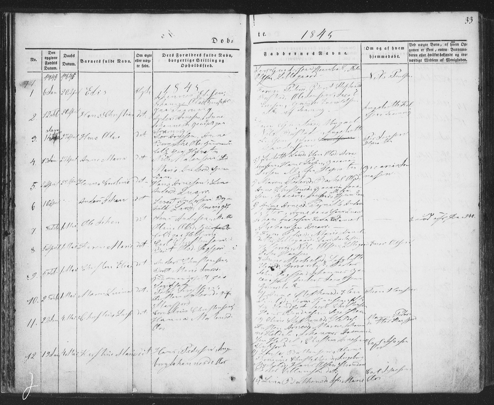 Ministerialprotokoller, klokkerbøker og fødselsregistre - Nordland, AV/SAT-A-1459/853/L0769: Parish register (official) no. 853A08, 1836-1856, p. 33