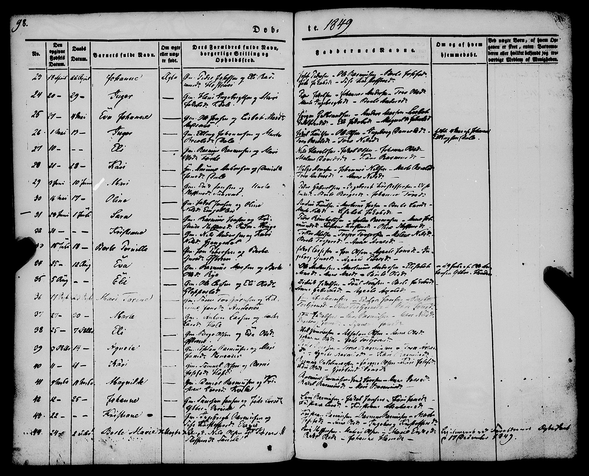 Gloppen sokneprestembete, AV/SAB-A-80101/H/Haa/Haaa/L0008: Parish register (official) no. A 8, 1837-1855, p. 98