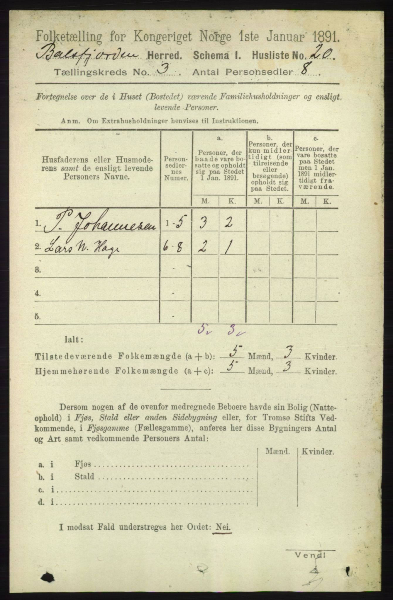 RA, 1891 census for 1933 Balsfjord, 1891, p. 839