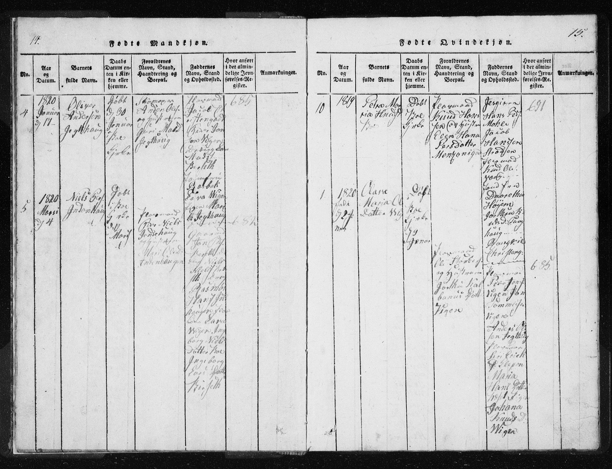 Ministerialprotokoller, klokkerbøker og fødselsregistre - Møre og Romsdal, AV/SAT-A-1454/566/L0772: Parish register (copy) no. 566C01, 1818-1845, p. 14-15