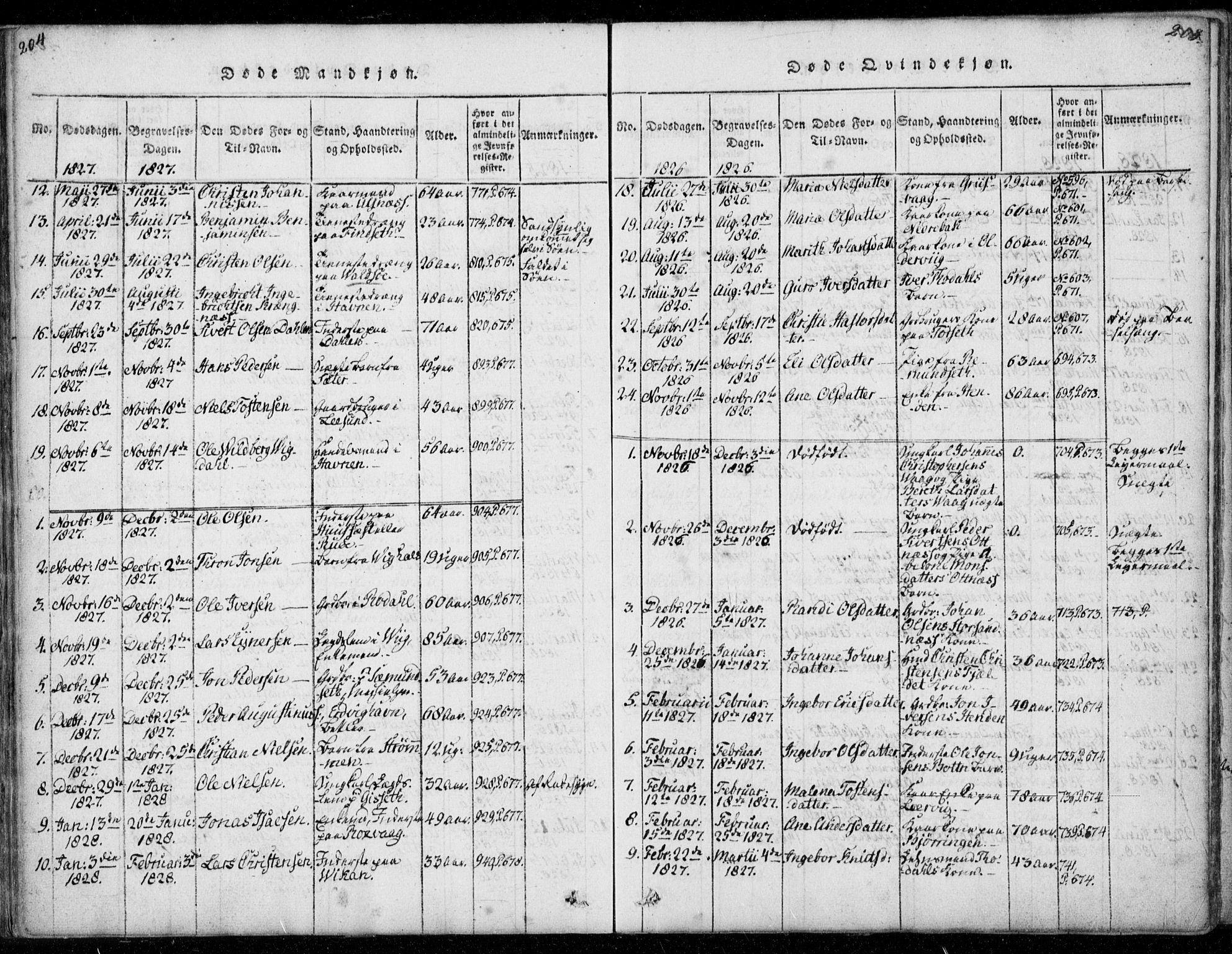 Ministerialprotokoller, klokkerbøker og fødselsregistre - Møre og Romsdal, AV/SAT-A-1454/578/L0903: Parish register (official) no. 578A02, 1819-1838, p. 204-205