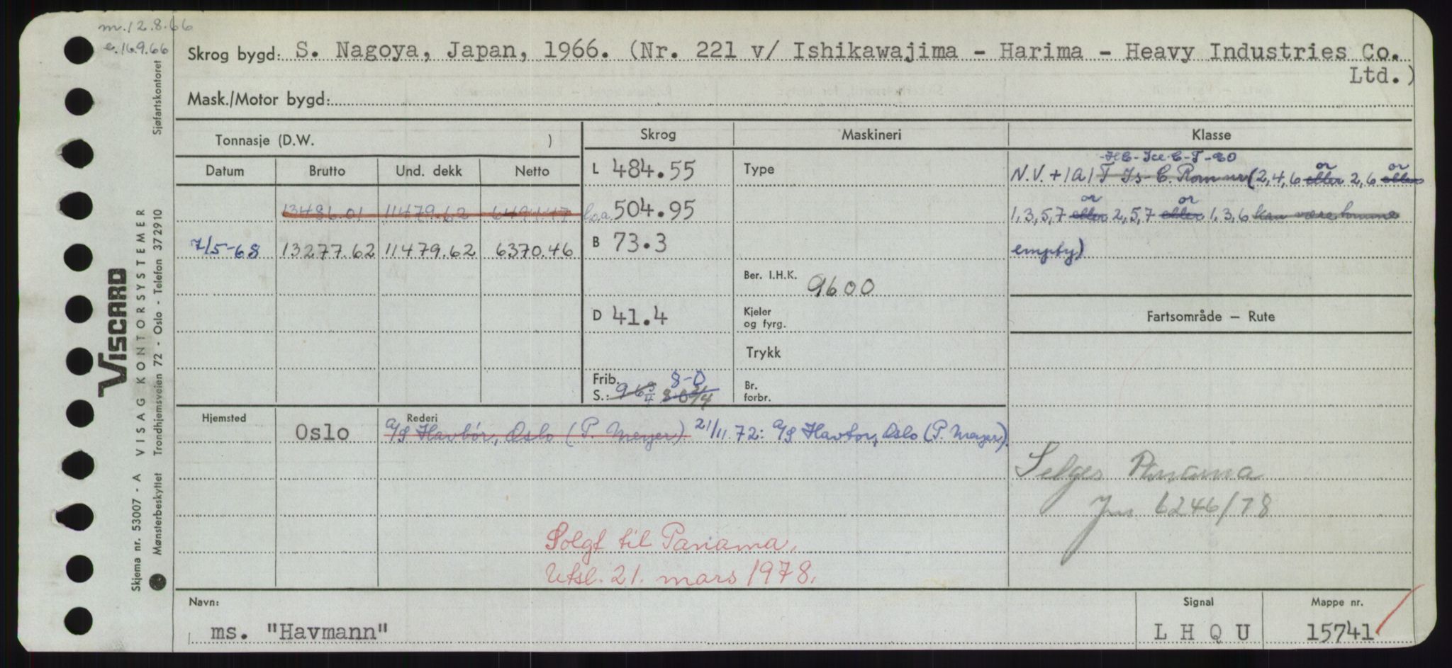 Sjøfartsdirektoratet med forløpere, Skipsmålingen, RA/S-1627/H/Hd/L0015: Fartøy, Havm-Hey, p. 1