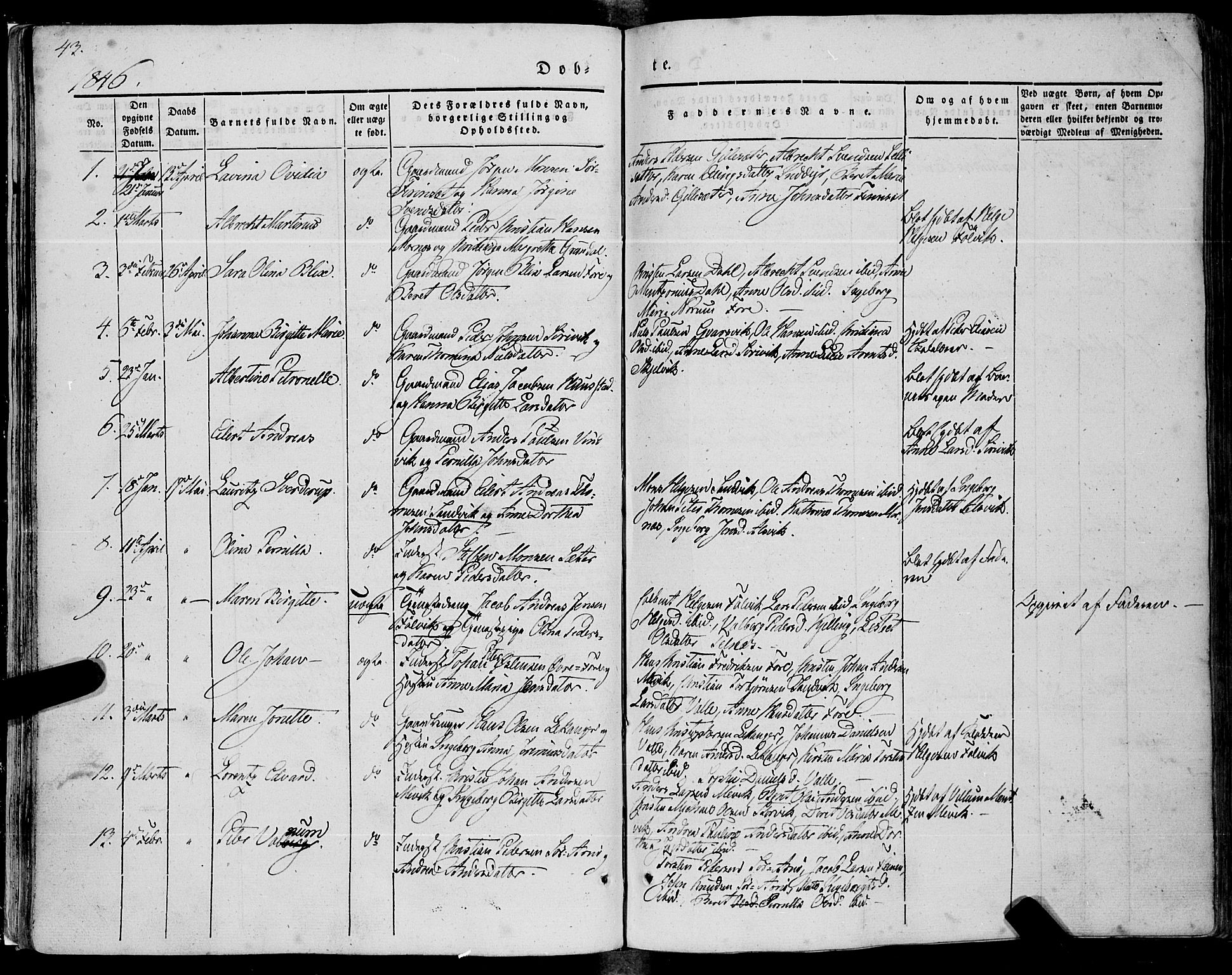 Ministerialprotokoller, klokkerbøker og fødselsregistre - Nordland, SAT/A-1459/805/L0097: Parish register (official) no. 805A04, 1837-1861, p. 43