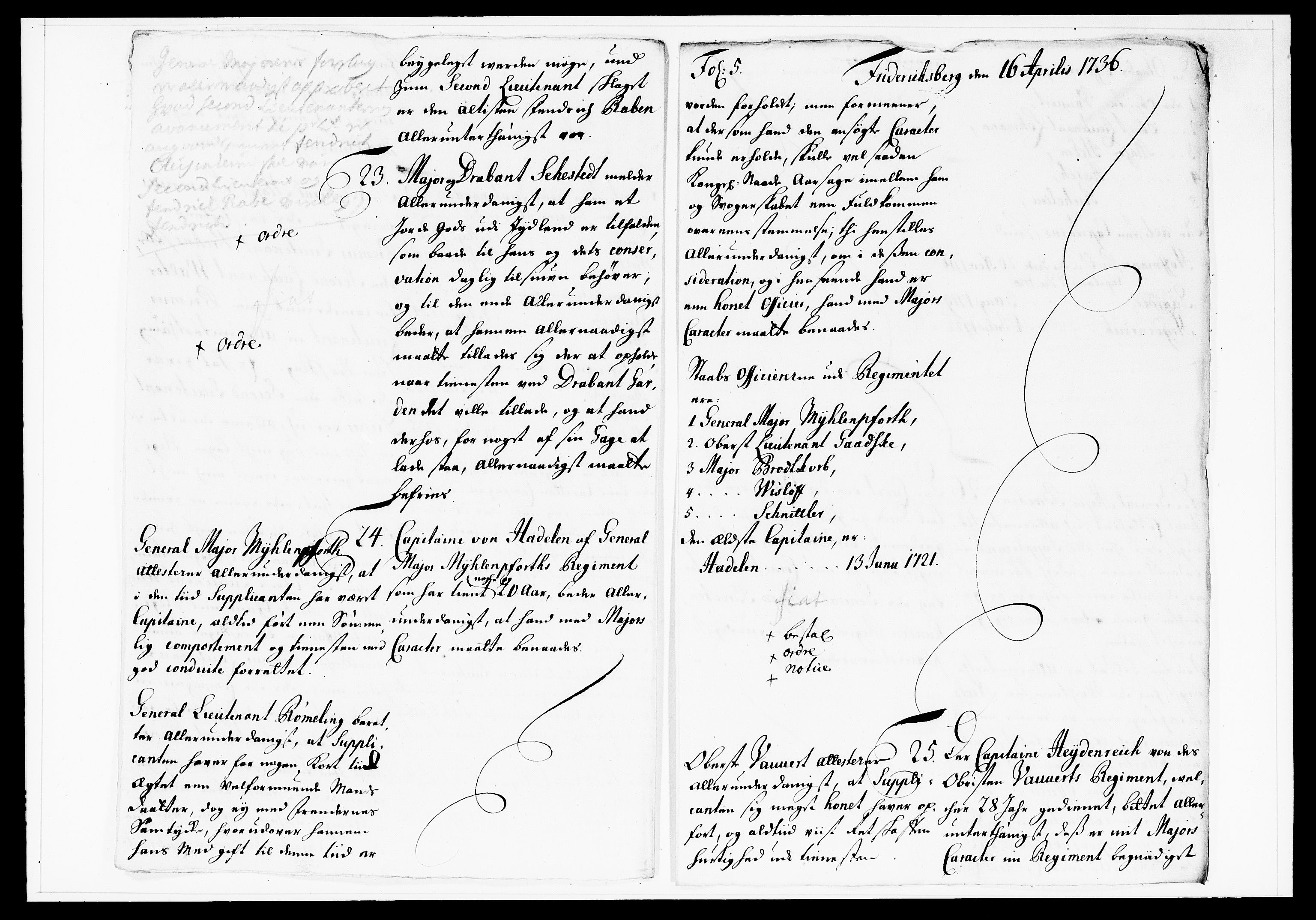Krigskollegiet, Krigskancelliet, DRA/A-0006/-/1130-1137: Refererede sager, 1736, p. 145