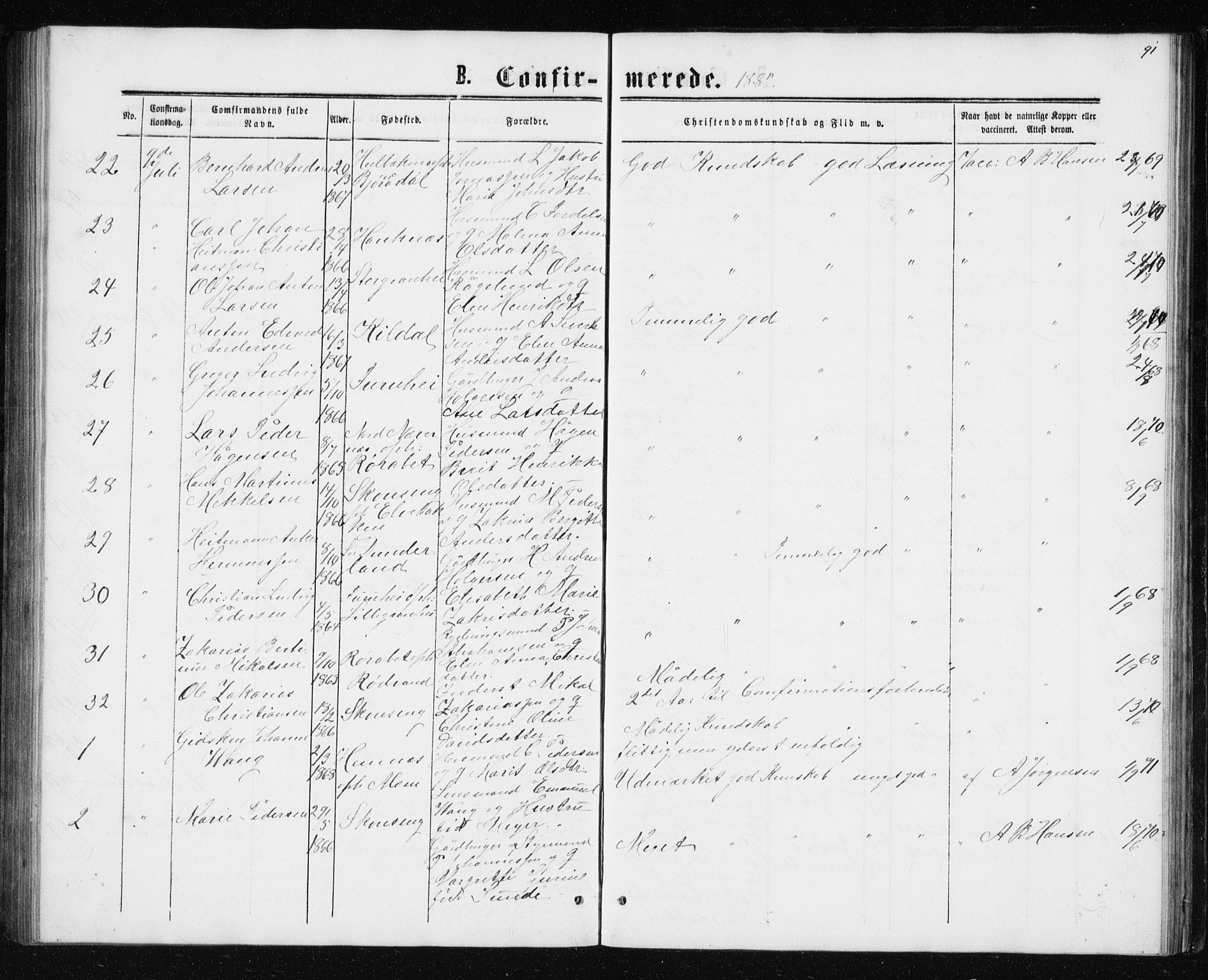 Ministerialprotokoller, klokkerbøker og fødselsregistre - Nordland, SAT/A-1459/827/L0416: Parish register (copy) no. 827C05, 1865-1886, p. 91