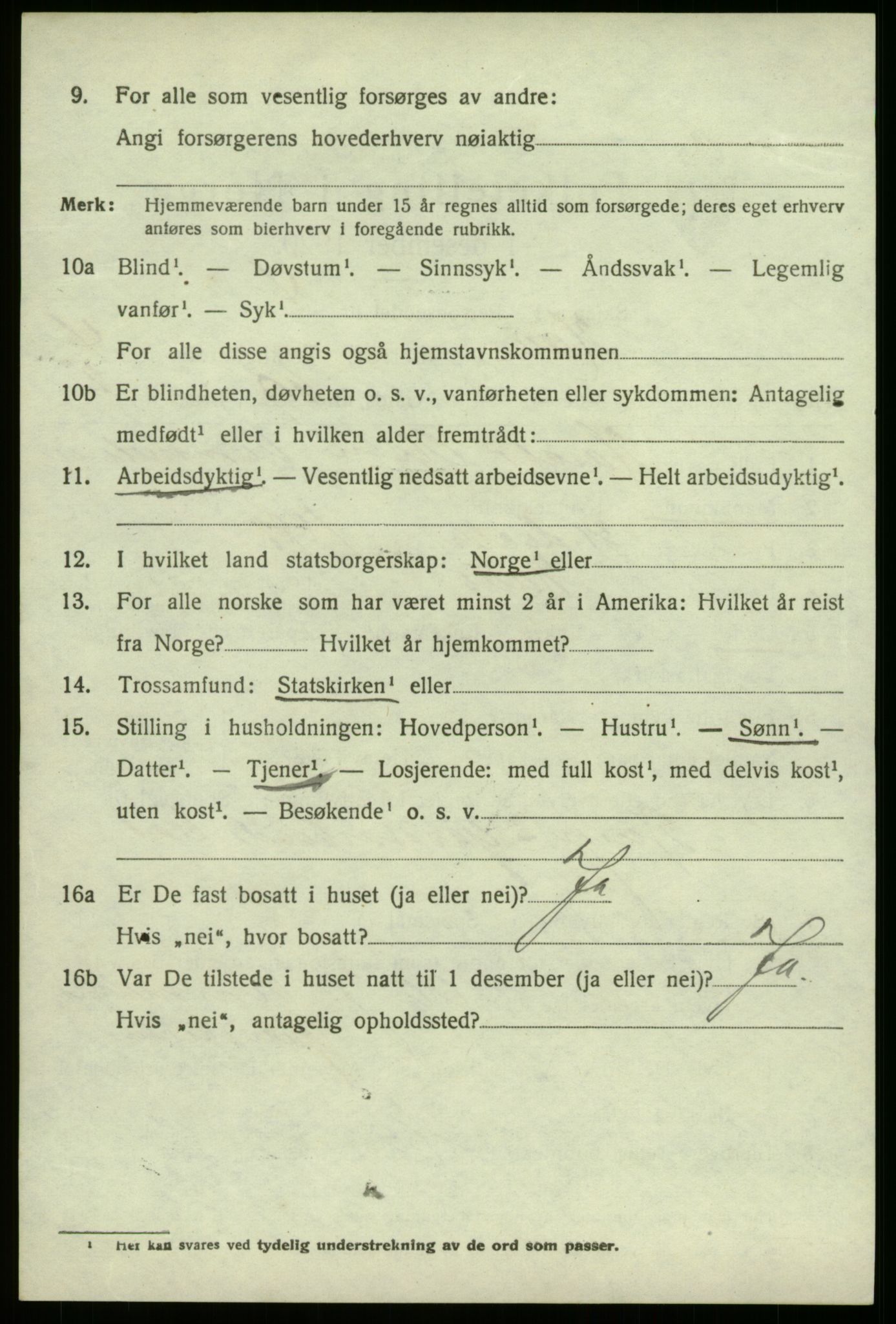 SAB, 1920 census for Haus, 1920, p. 3268