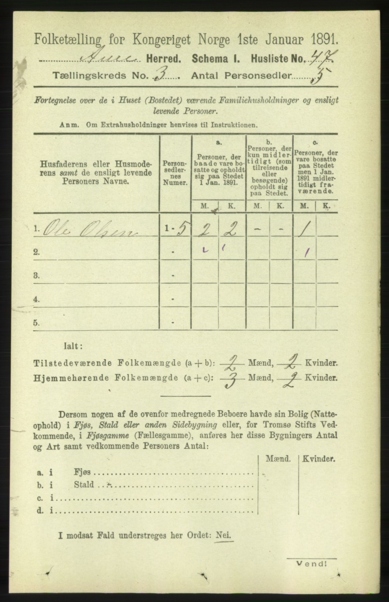 RA, 1891 census for 1569 Aure, 1891, p. 1538