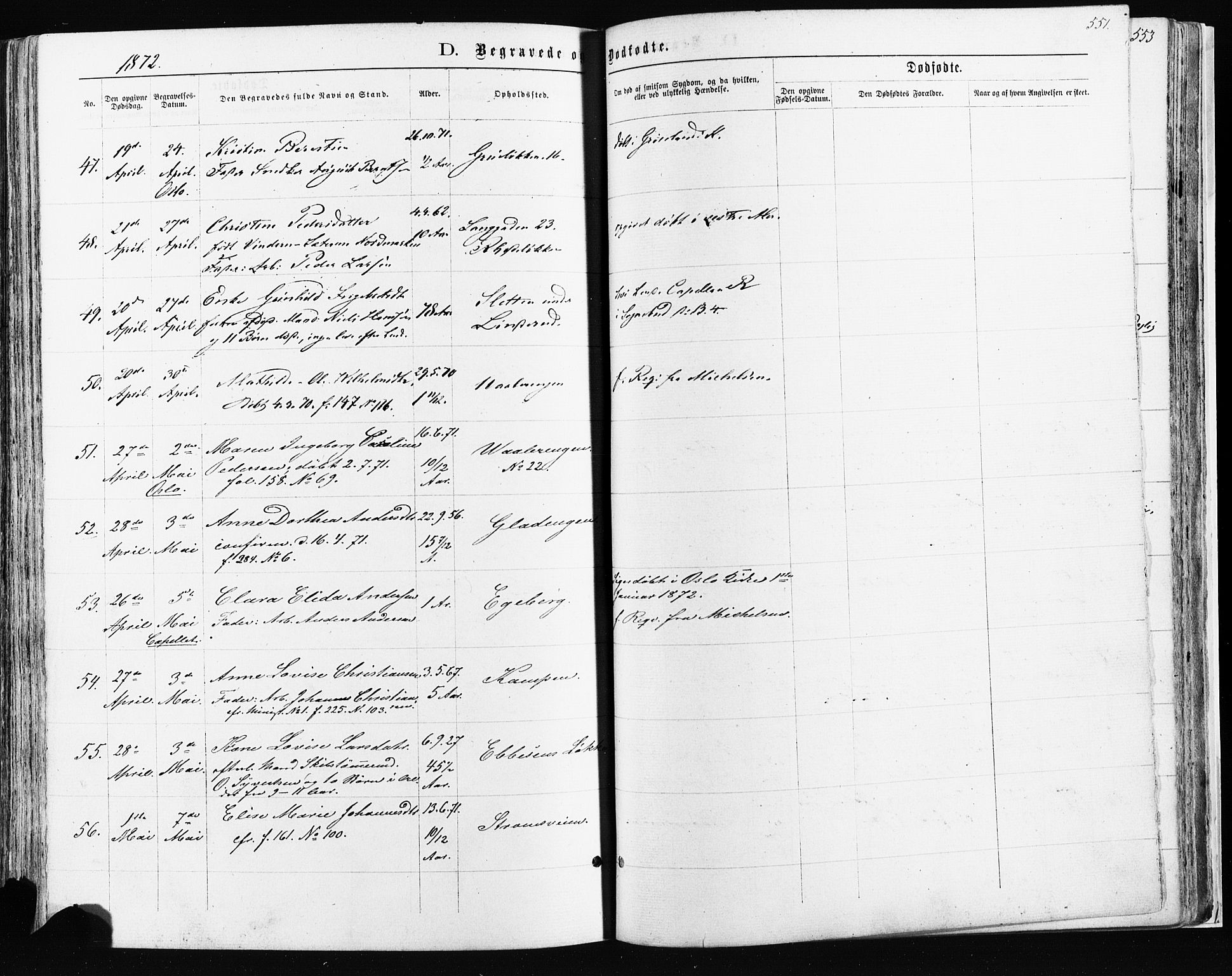 Østre Aker prestekontor Kirkebøker, SAO/A-10840/F/Fa/L0003: Parish register (official) no. I 3, 1869-1875, p. 551