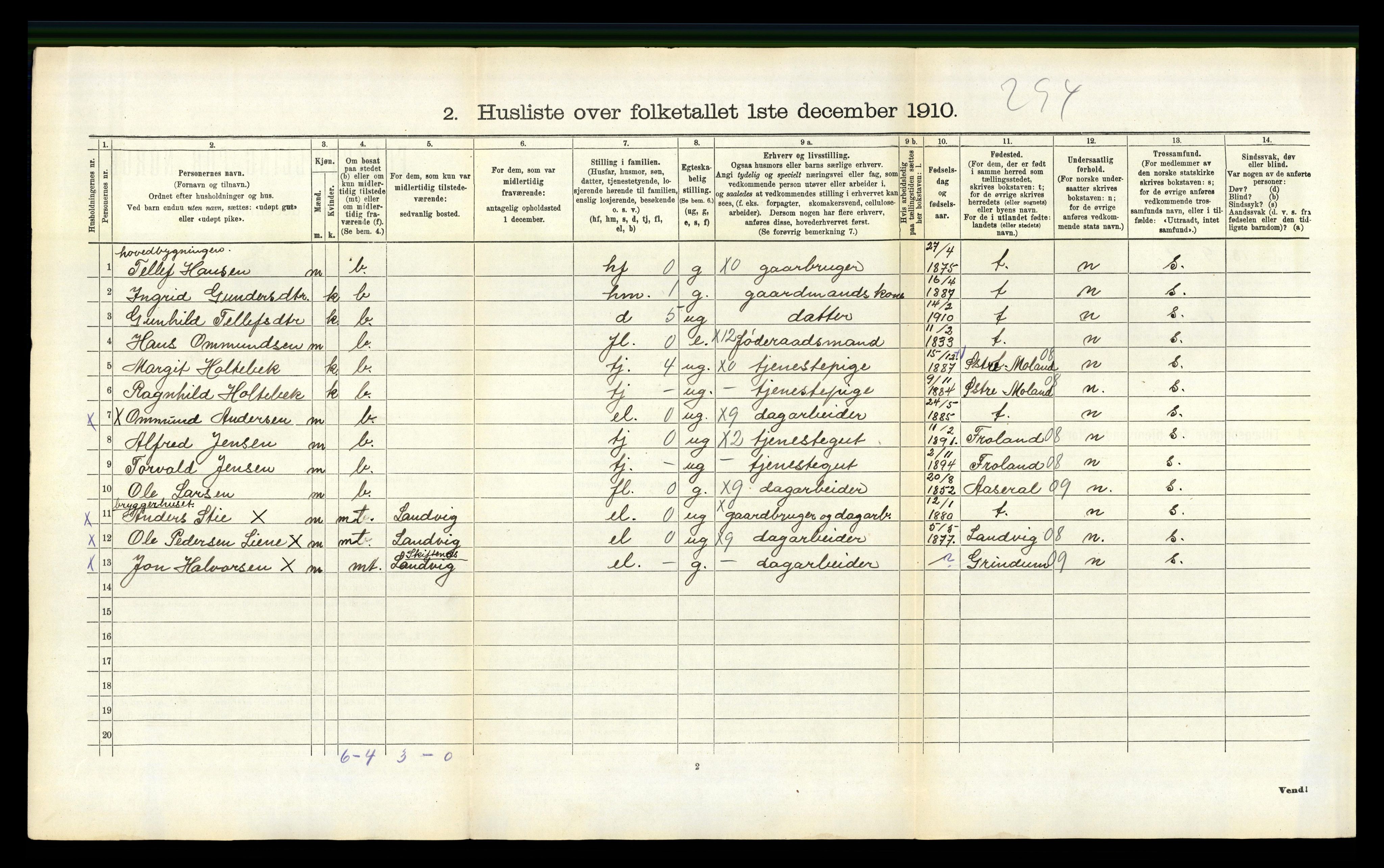 RA, 1910 census for Herefoss, 1910, p. 130