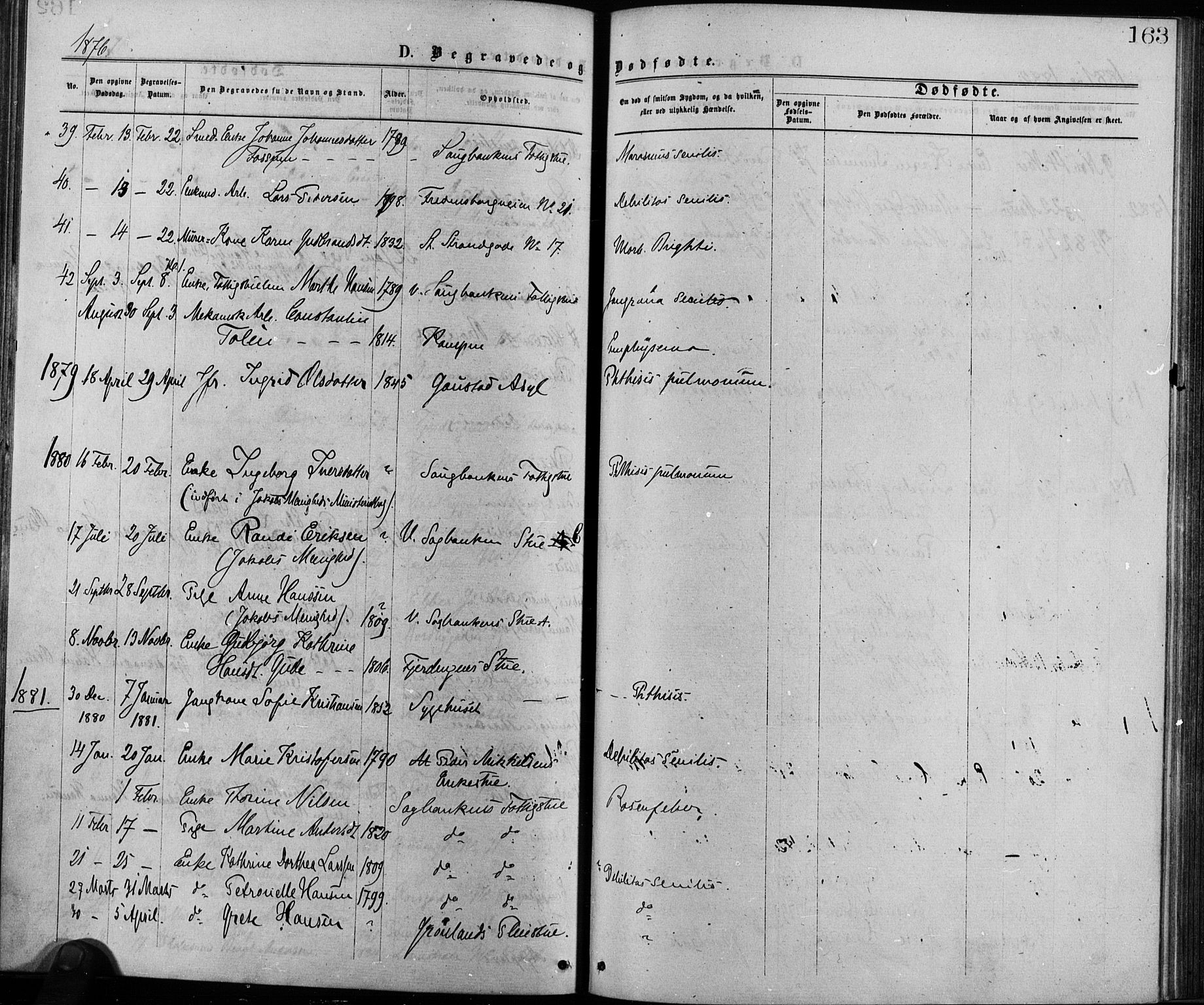 Krohgstøtten sykehusprest Kirkebøker, SAO/A-10854/F/Fa/L0002: Parish register (official) no. 2, 1873-1932, p. 163