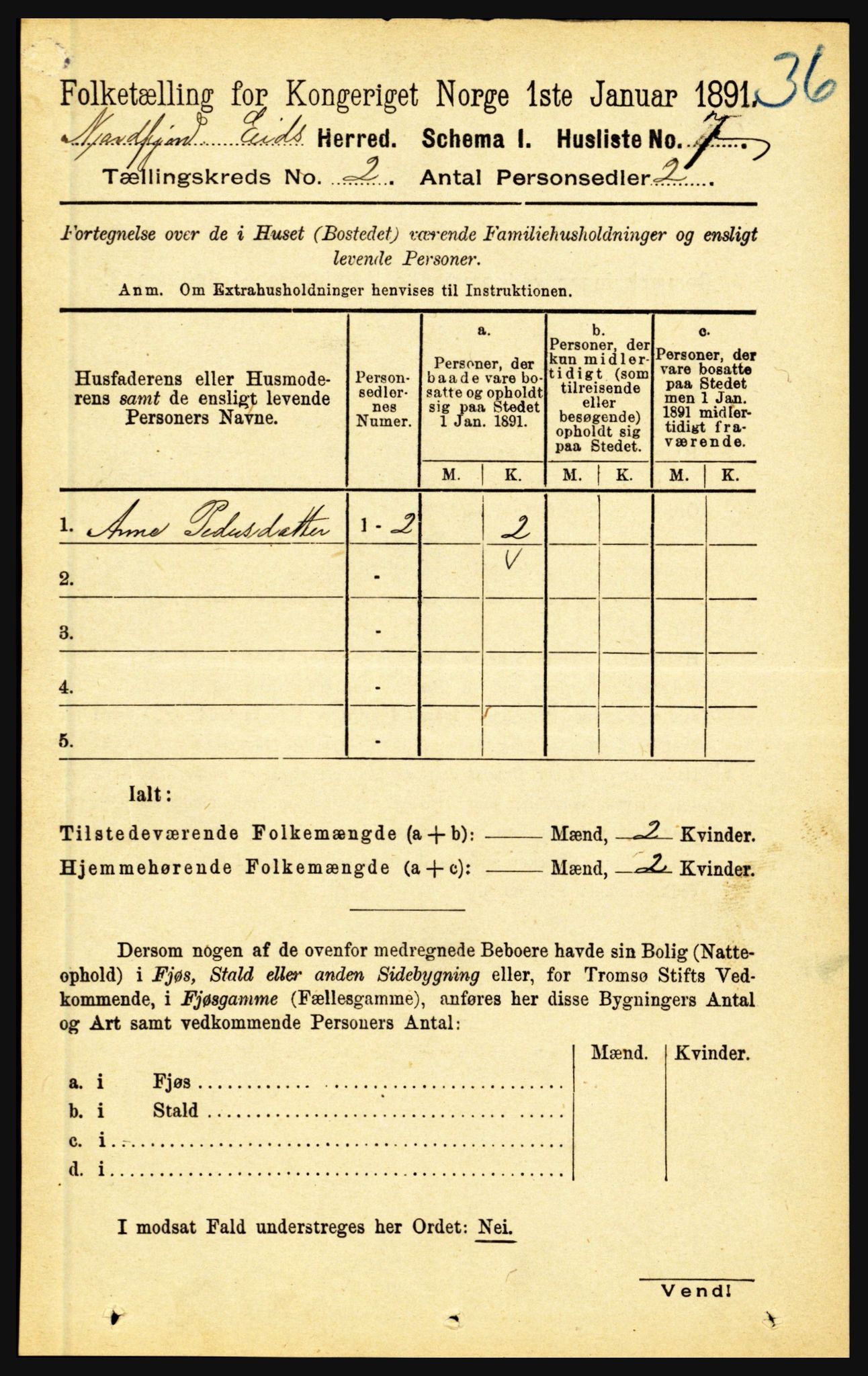 RA, 1891 census for 1443 Eid, 1891, p. 285