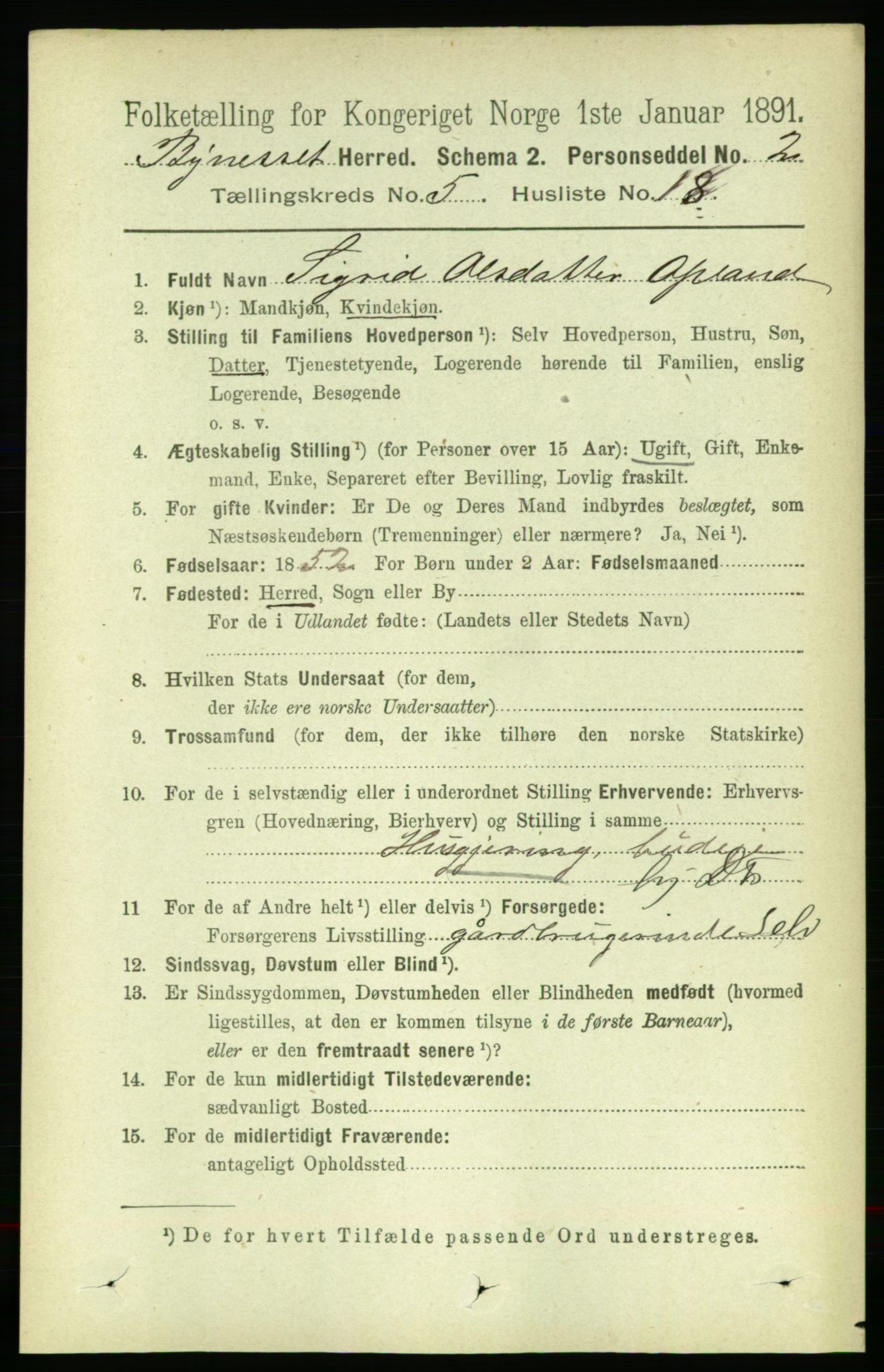 RA, 1891 census for 1655 Byneset, 1891, p. 2133