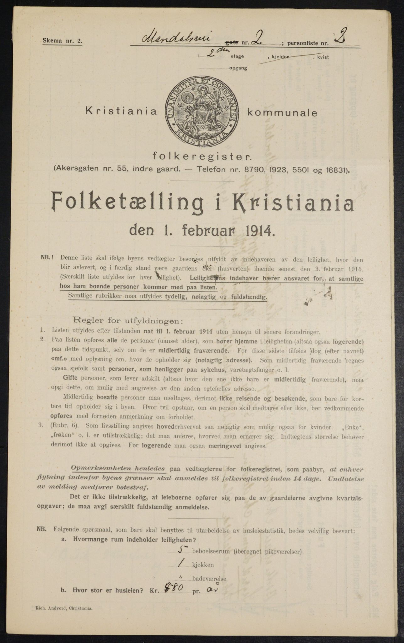 OBA, Municipal Census 1914 for Kristiania, 1914, p. 60533