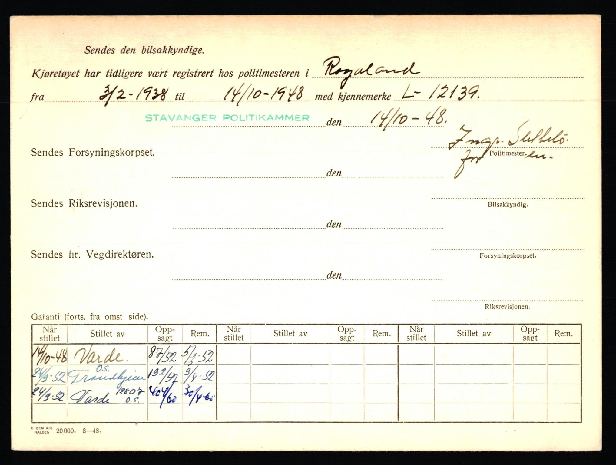 Stavanger trafikkstasjon, AV/SAST-A-101942/0/F/L0002: L-350 - L-699, 1930-1971, p. 114