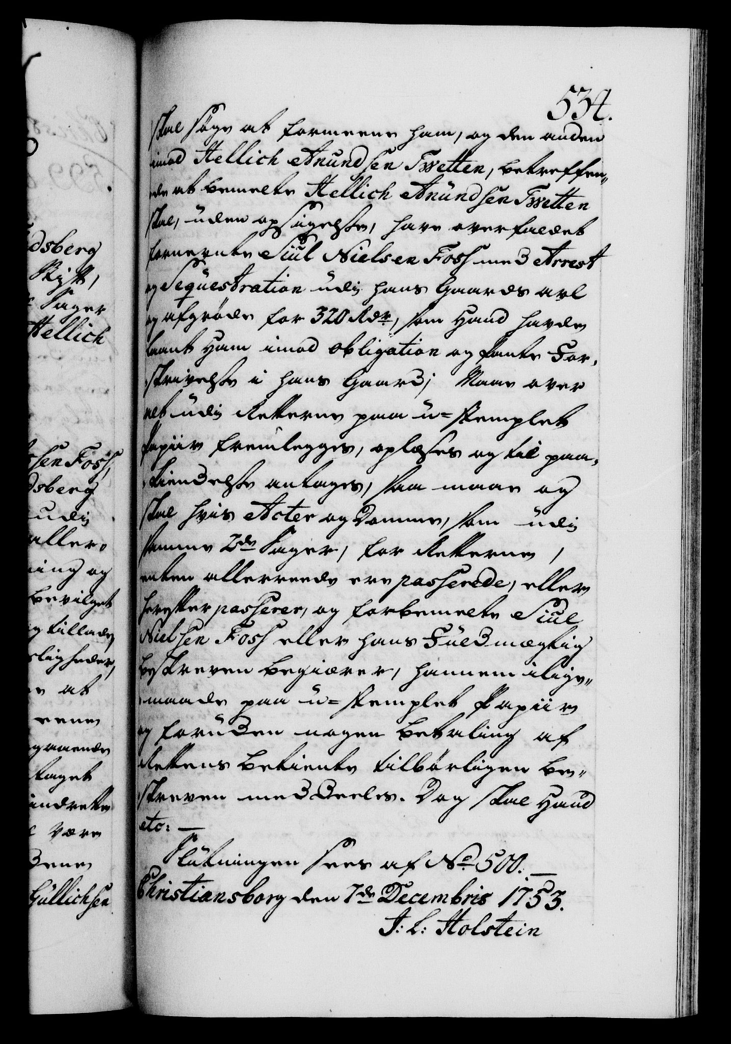 Danske Kanselli 1572-1799, AV/RA-EA-3023/F/Fc/Fca/Fcaa/L0038: Norske registre, 1753-1754, p. 534a