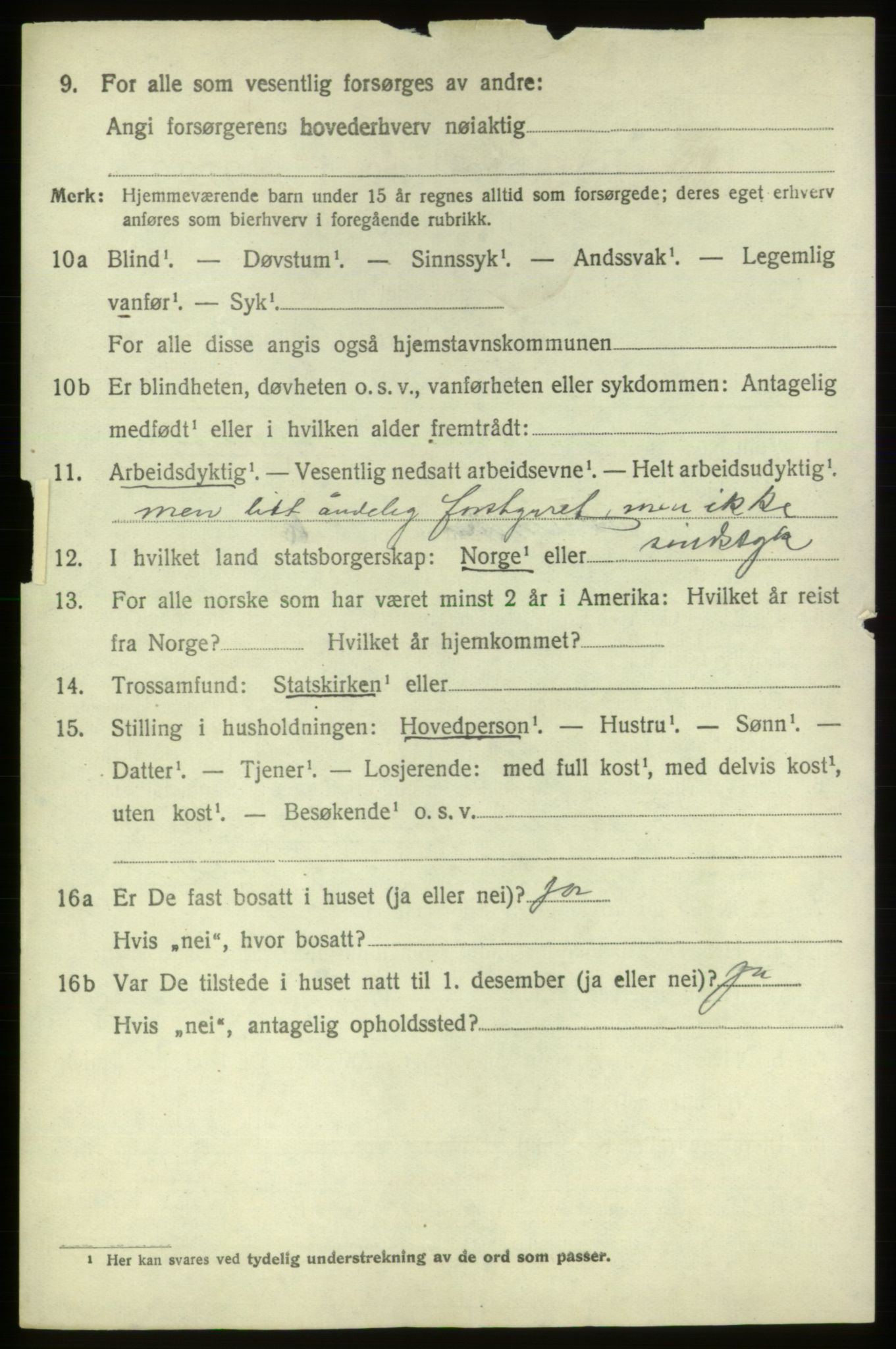 SAB, 1920 census for Stord, 1920, p. 3486