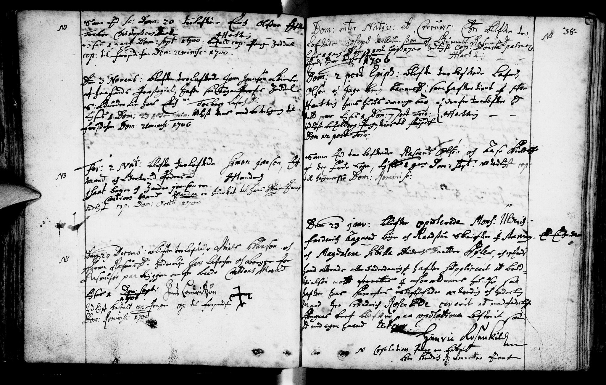 Domkirken sokneprestkontor, SAST/A-101812/001/30/30BA/L0001: Parish register (official) no. A 1 /1, 1688-1727, p. 38