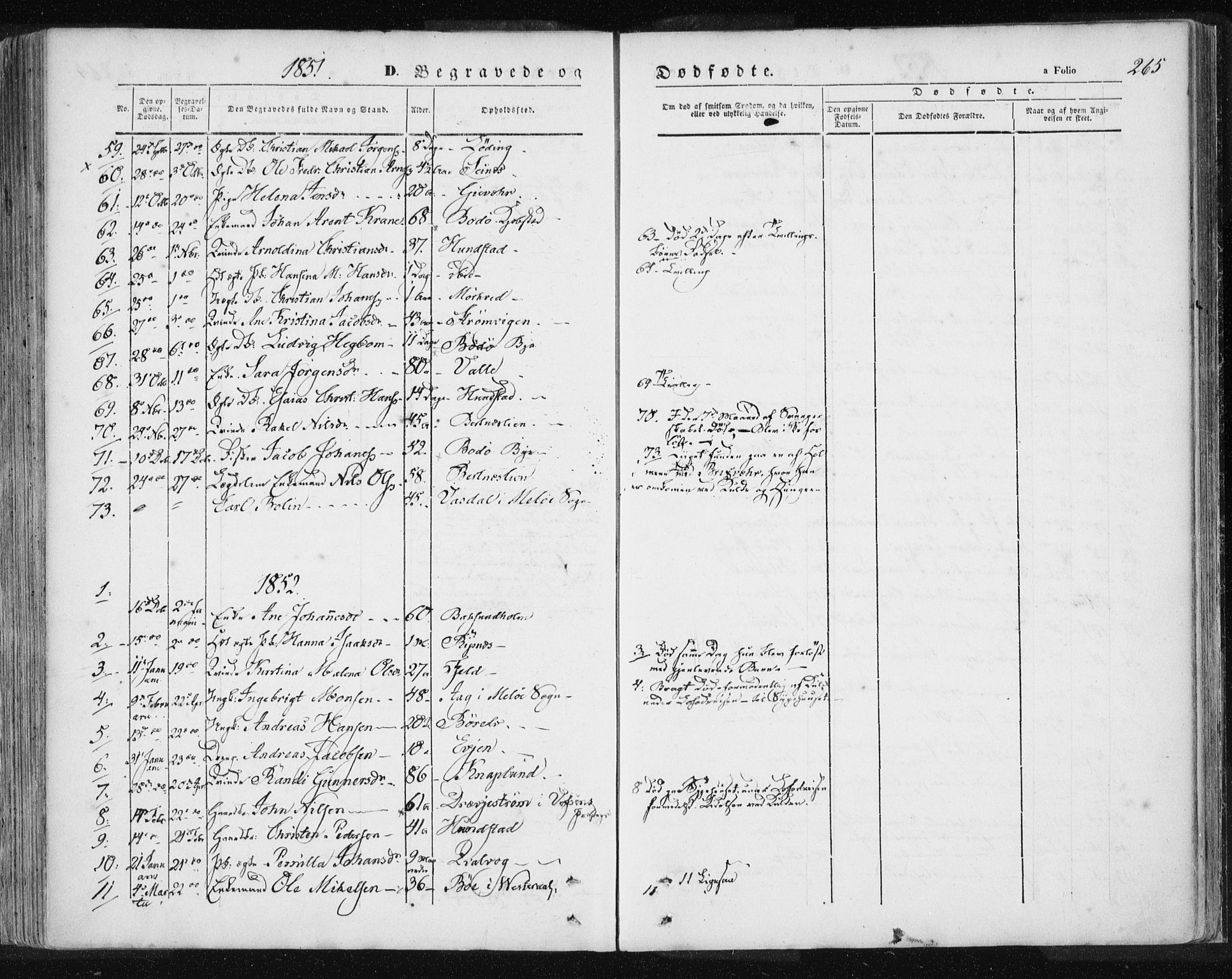 Ministerialprotokoller, klokkerbøker og fødselsregistre - Nordland, AV/SAT-A-1459/801/L0007: Parish register (official) no. 801A07, 1845-1863, p. 265