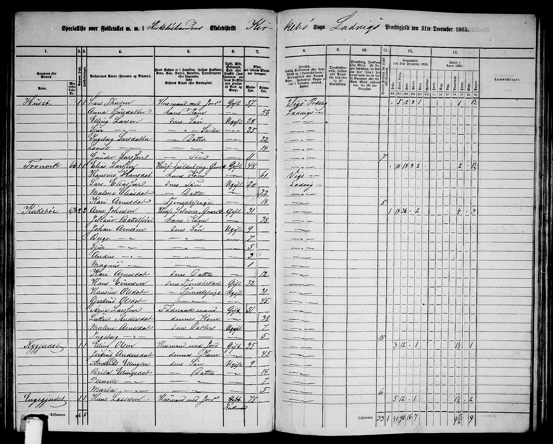 RA, 1865 census for Lavik, 1865, p. 120