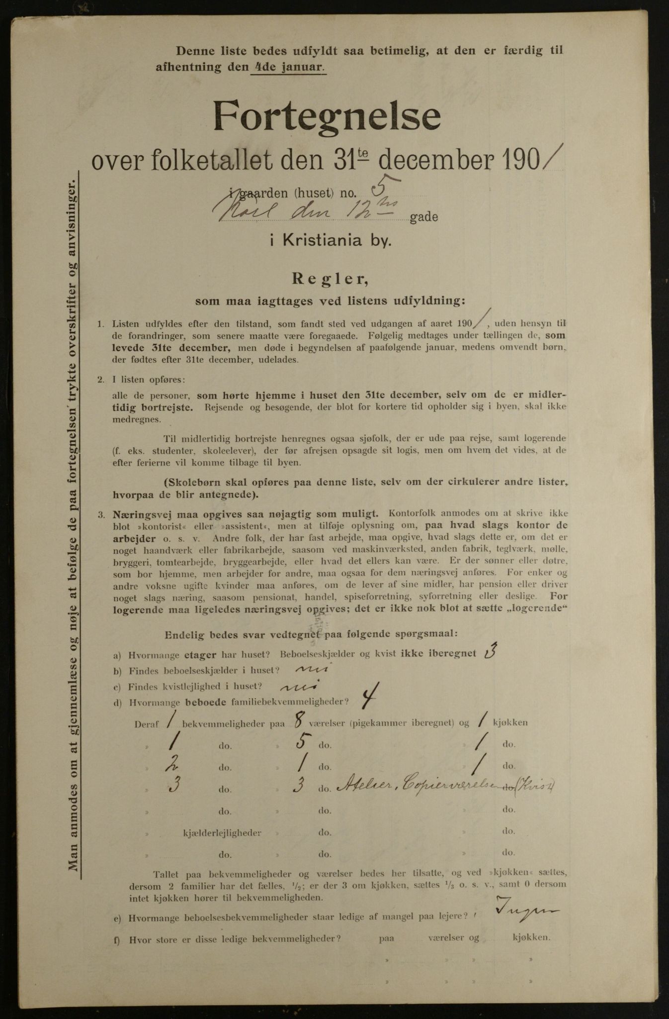OBA, Municipal Census 1901 for Kristiania, 1901, p. 7539
