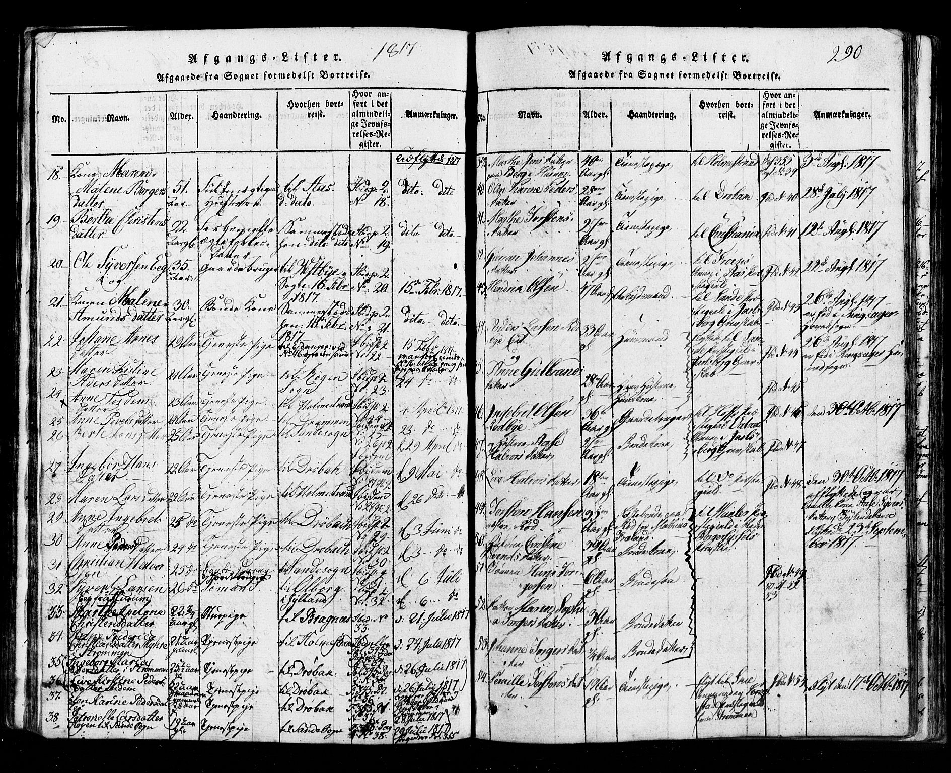 Hurum kirkebøker, SAKO/A-229/G/Ga/L0001: Parish register (copy) no. I 1, 1816-1826, p. 290