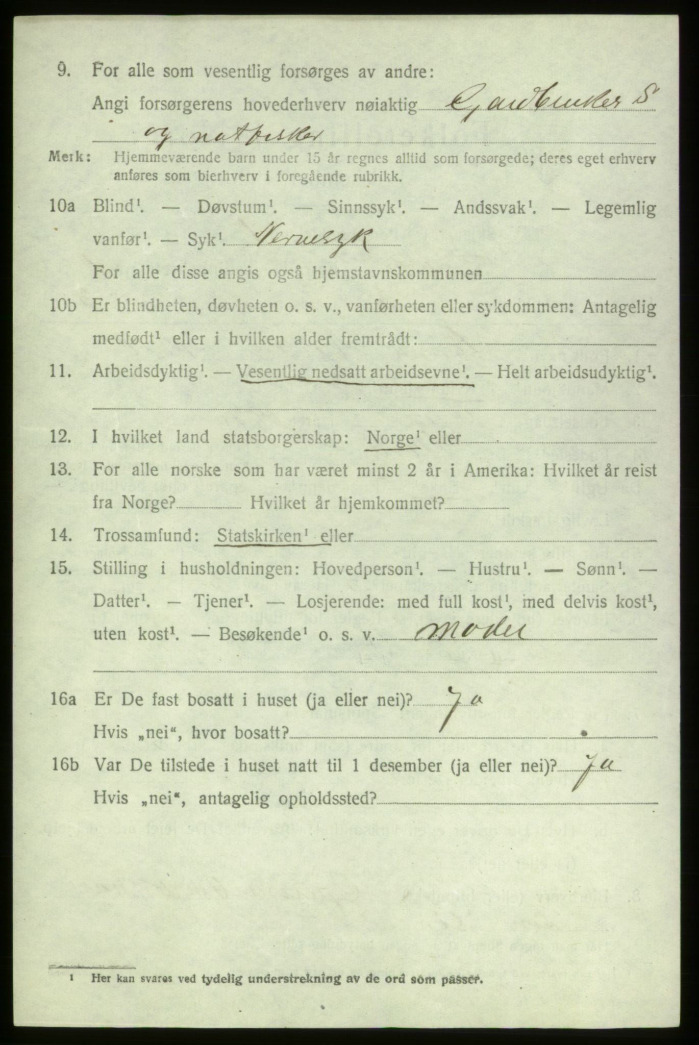 SAB, 1920 census for Stord, 1920, p. 1256