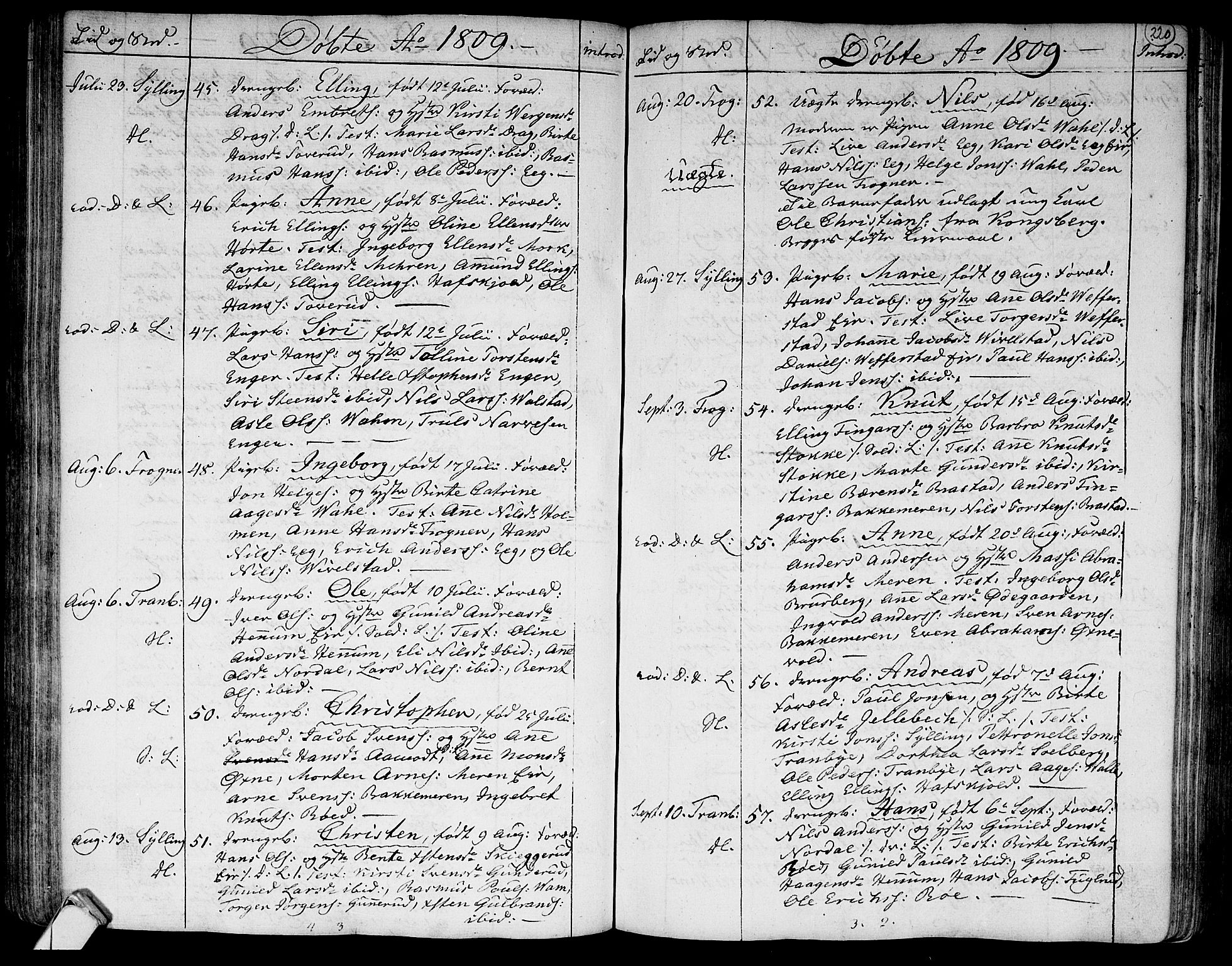 Lier kirkebøker, SAKO/A-230/F/Fa/L0007: Parish register (official) no. I 7, 1794-1813, p. 220