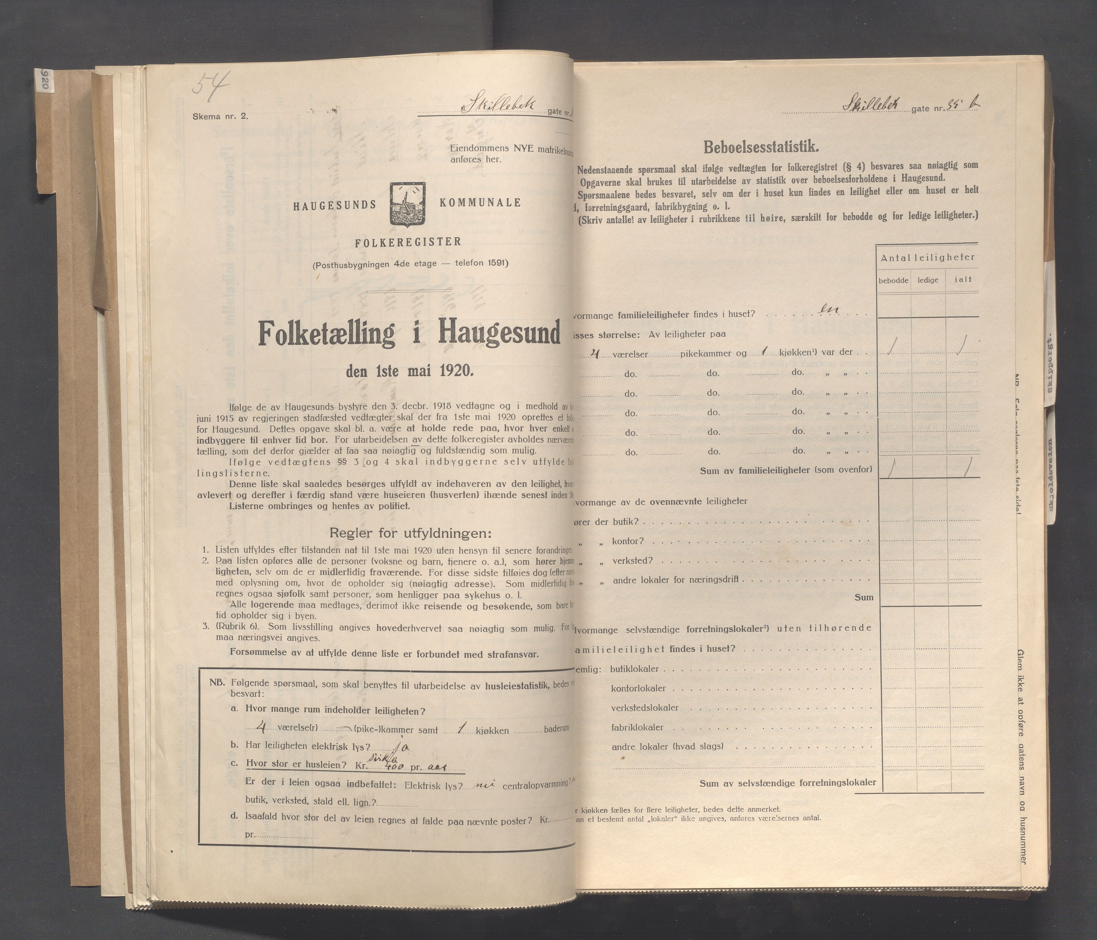 IKAR, Local census 1.5.1920 for Haugesund, 1920, p. 3745