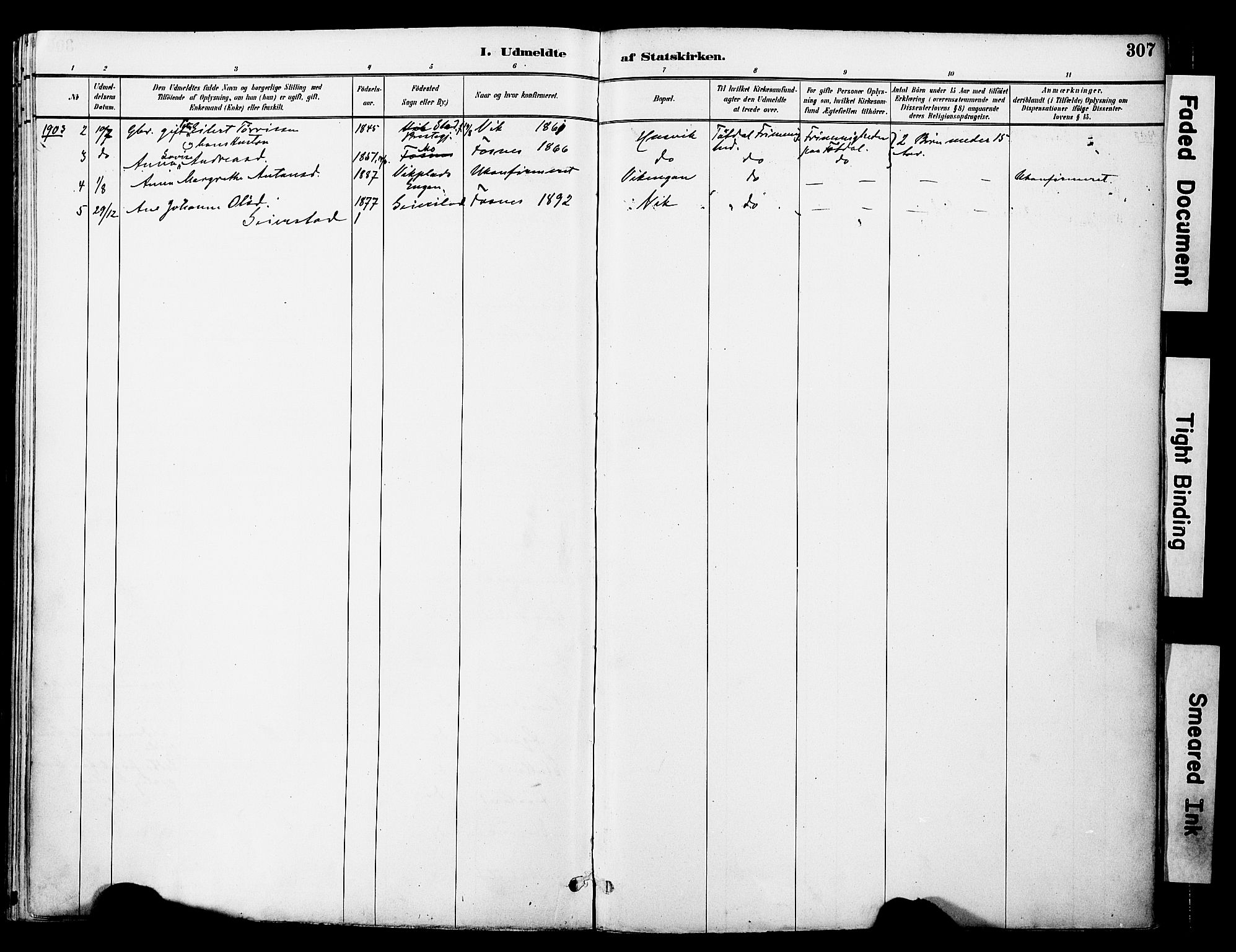 Ministerialprotokoller, klokkerbøker og fødselsregistre - Nord-Trøndelag, SAT/A-1458/774/L0628: Parish register (official) no. 774A02, 1887-1903, p. 307